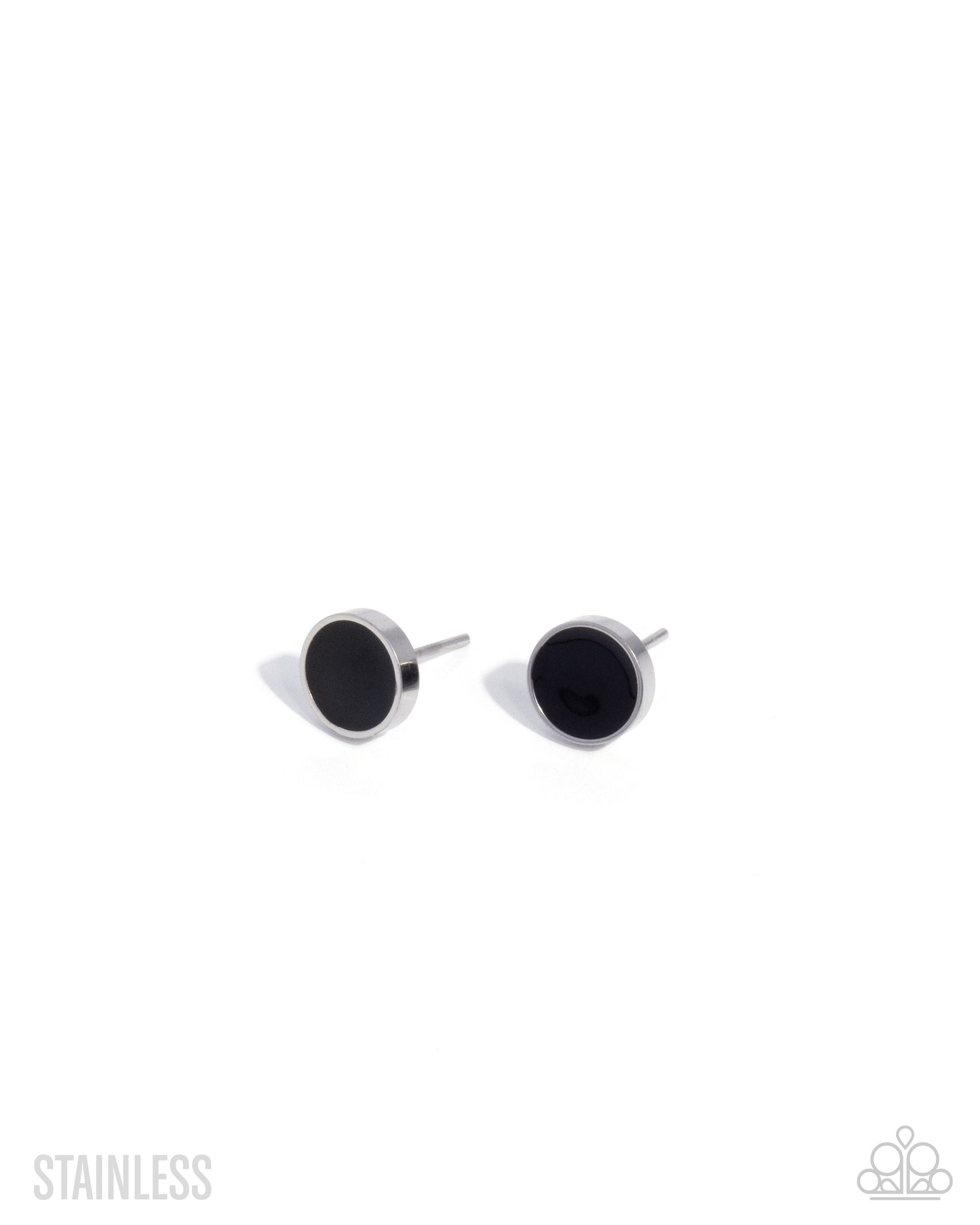 Paparazzi Daring Dimension - Black Painted Stainless Steel Post Earring E3422