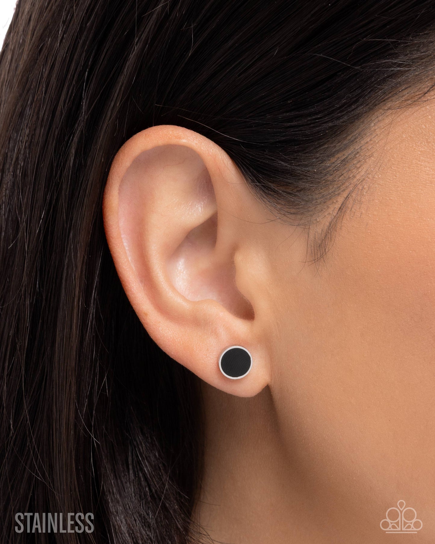 Paparazzi Daring Dimension - Black Painted Stainless Steel Post Earring E3422