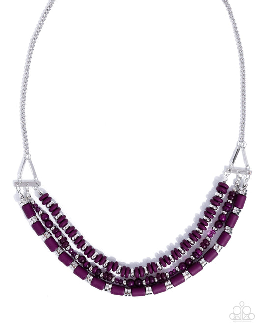 Paparazzi Sweet Series - Purple Damson, Cloudy, Milky & Defaced Bead Necklace