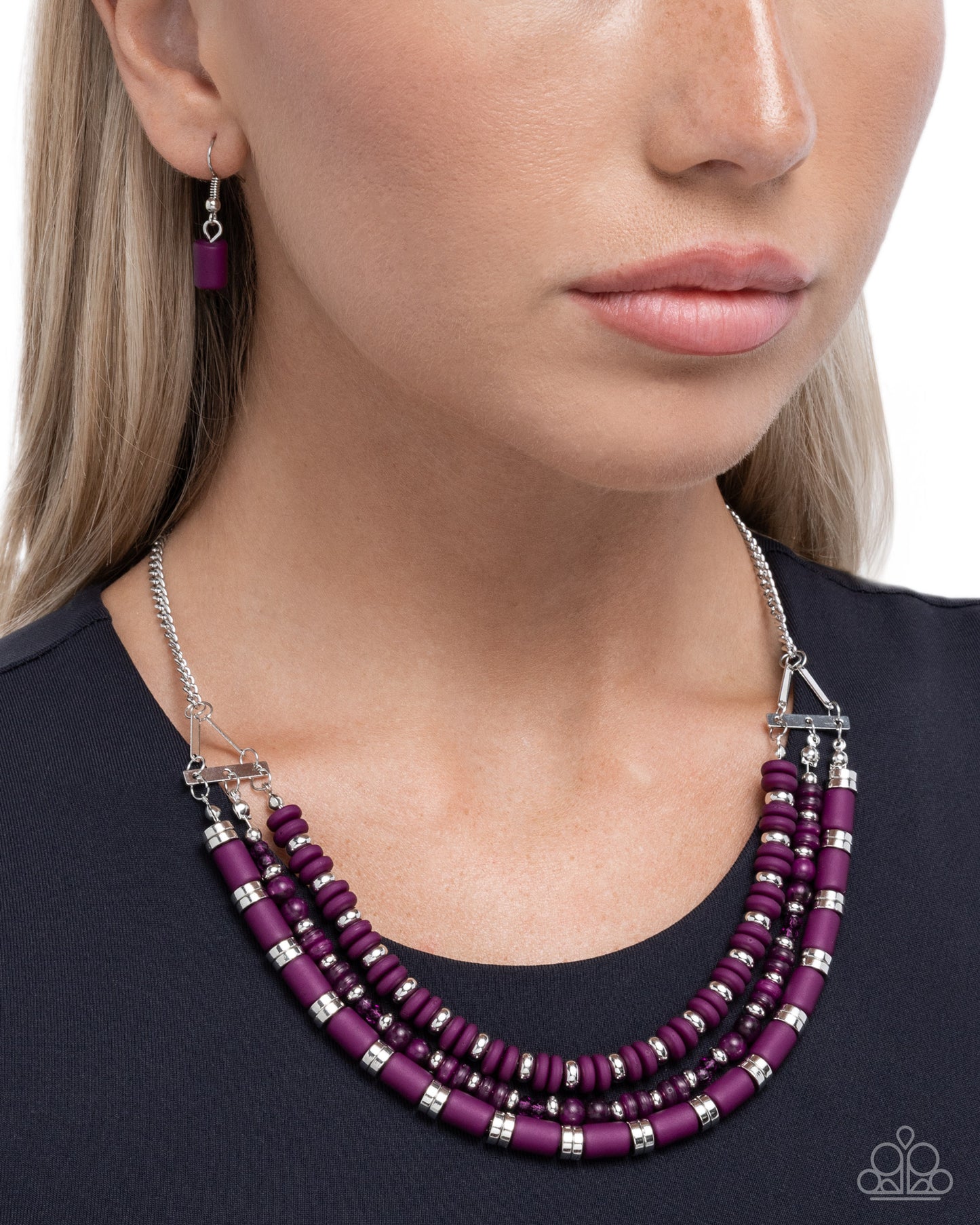 Paparazzi Sweet Series - Purple Damson, Cloudy, Milky & Defaced Bead Necklace