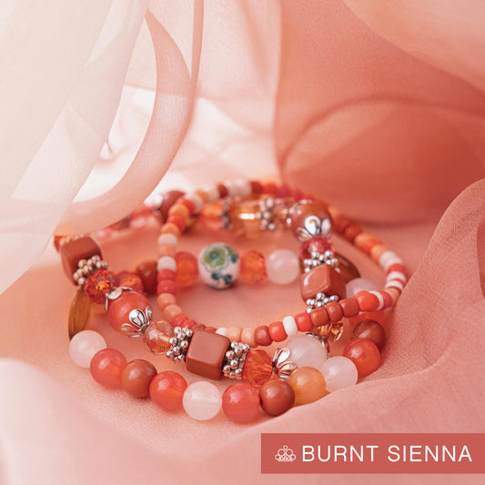 Paparazzi Angelic Array - Orange, Bronze Brown, Light Peach & Ivory Bead Set Of 3 Stretch Bracelets B2732