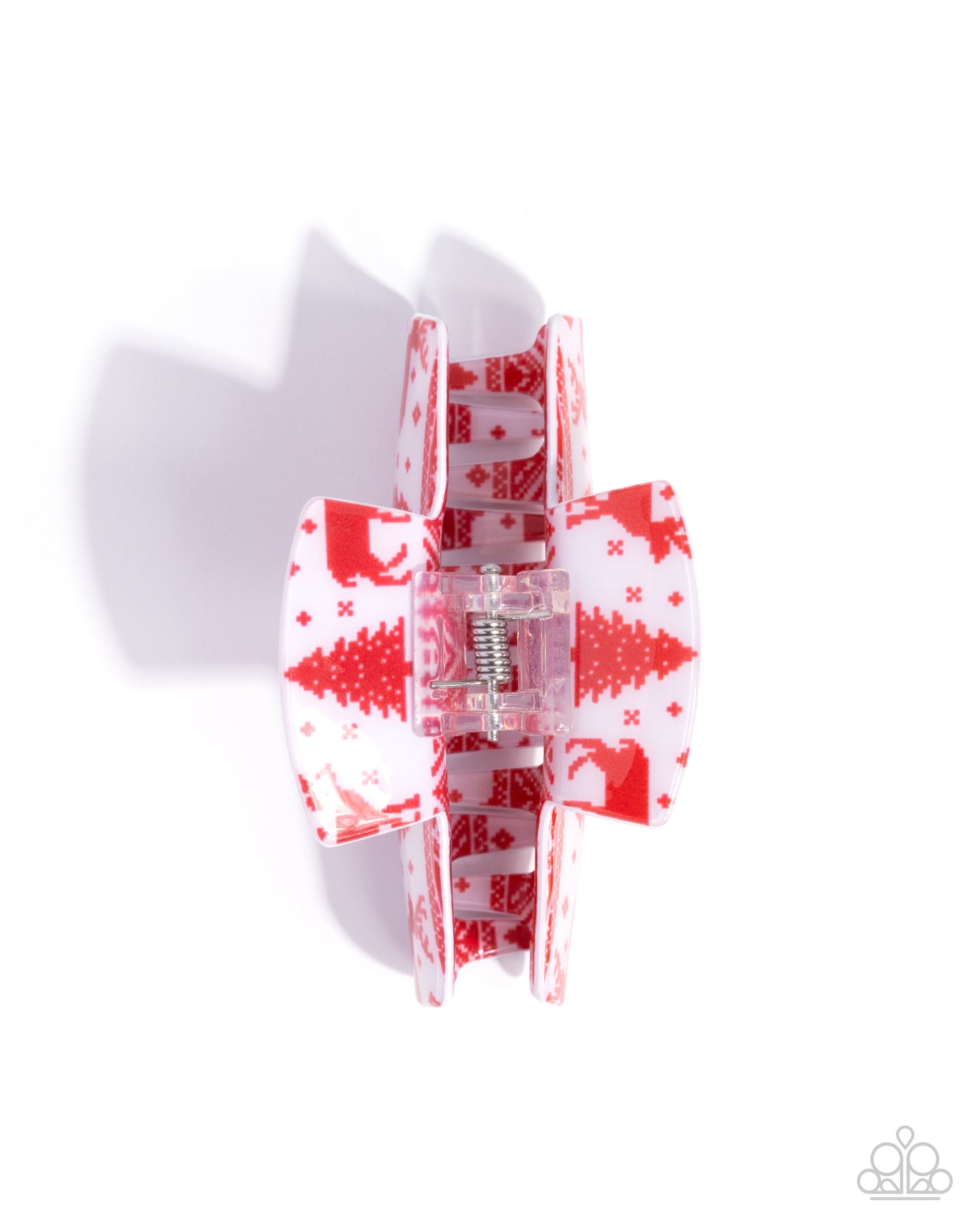 Paparazzi Sweater Story - Red & White Christmas Sweater Inspired Holiday Claw Clip