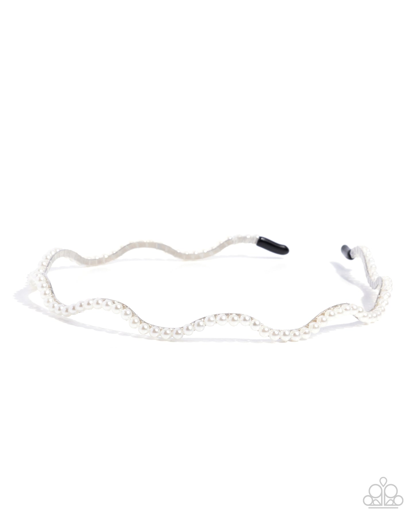 Paparazzi Palatable Pearls - White Glossy White Scalloped Silver Headband