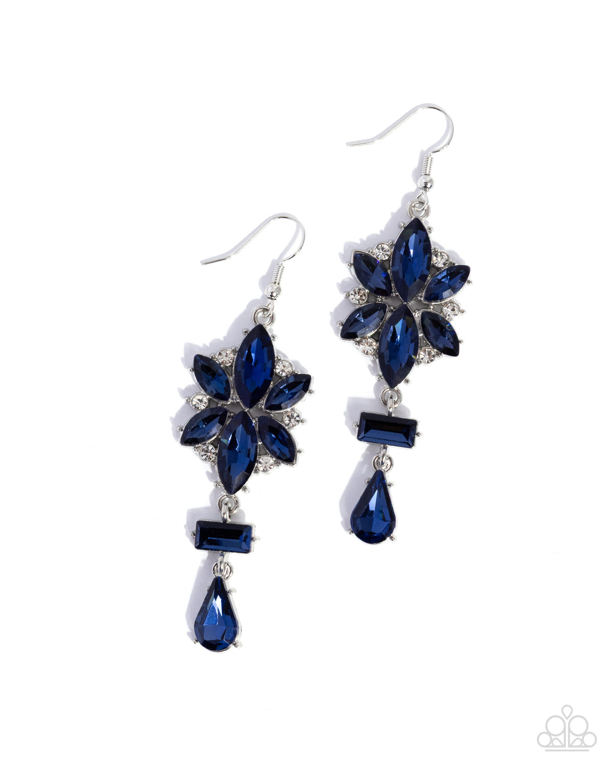Paparazzi Opulent Occasion - Blue Gem & White Rhinestone Floral Earring