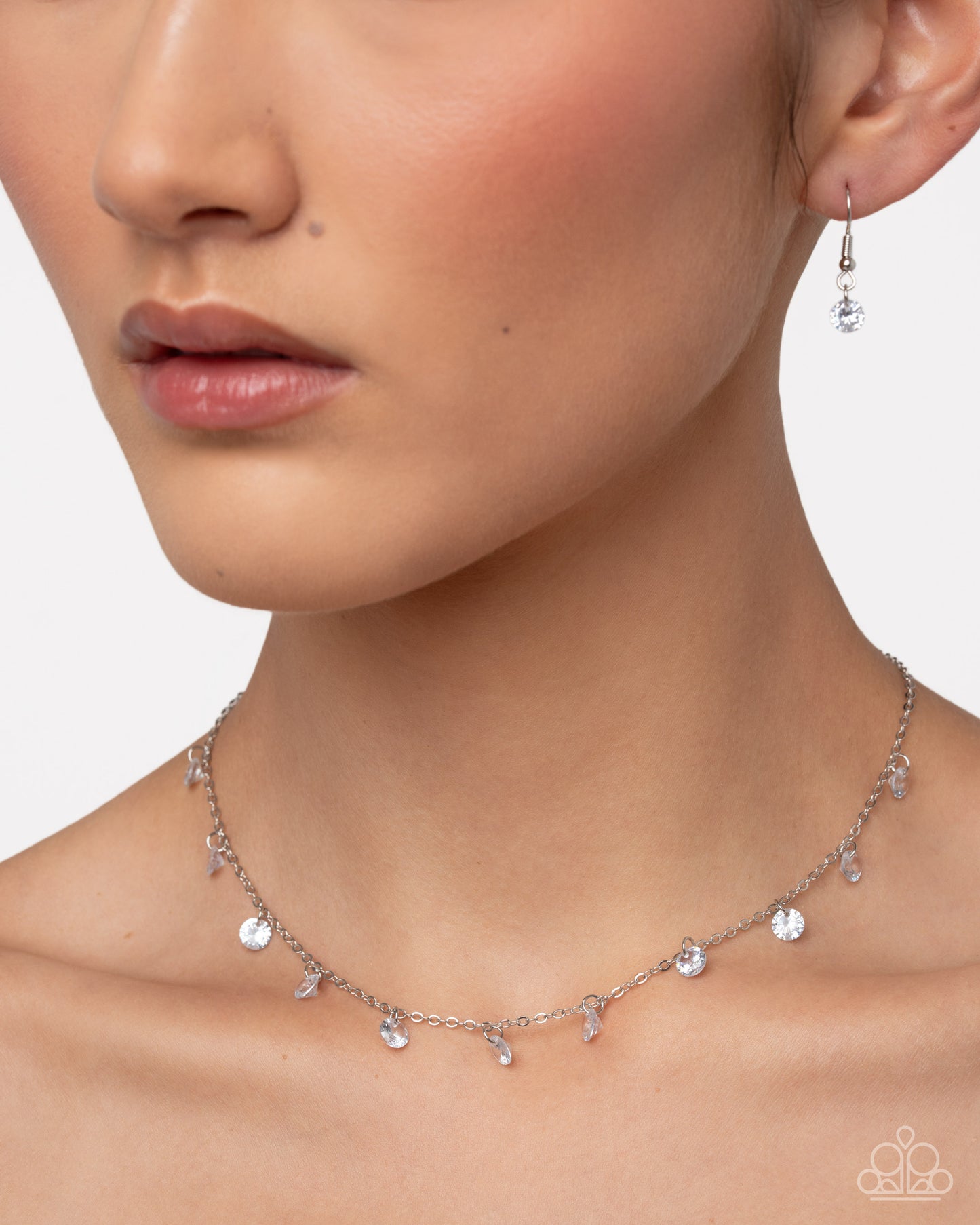 Paparazzi Completely Courted - White Gem Necklace, Earring & Bracelet Bridal Set