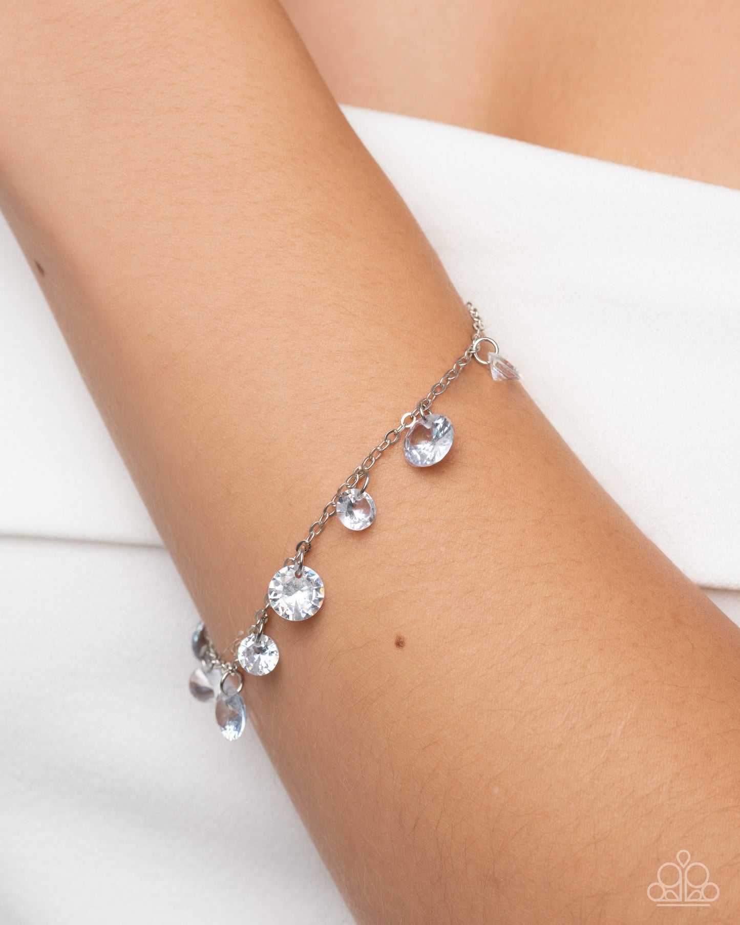 Paparazzi Completely Courted - White Gem Necklace, Earring & Bracelet Bridal Set