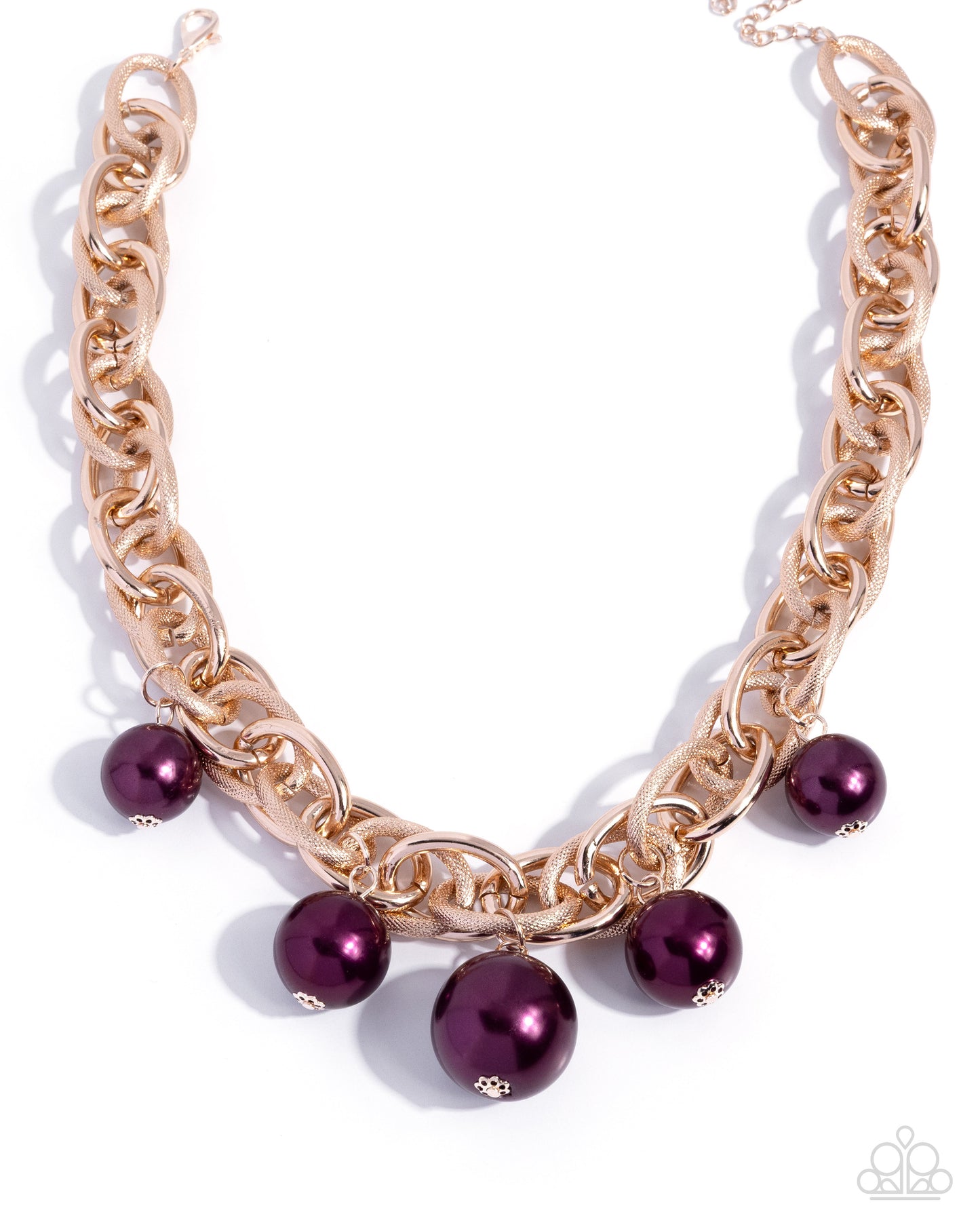Paparazzi Ornamental Obsession - Purple Damson Pearl & Rose Gold Chain Necklace