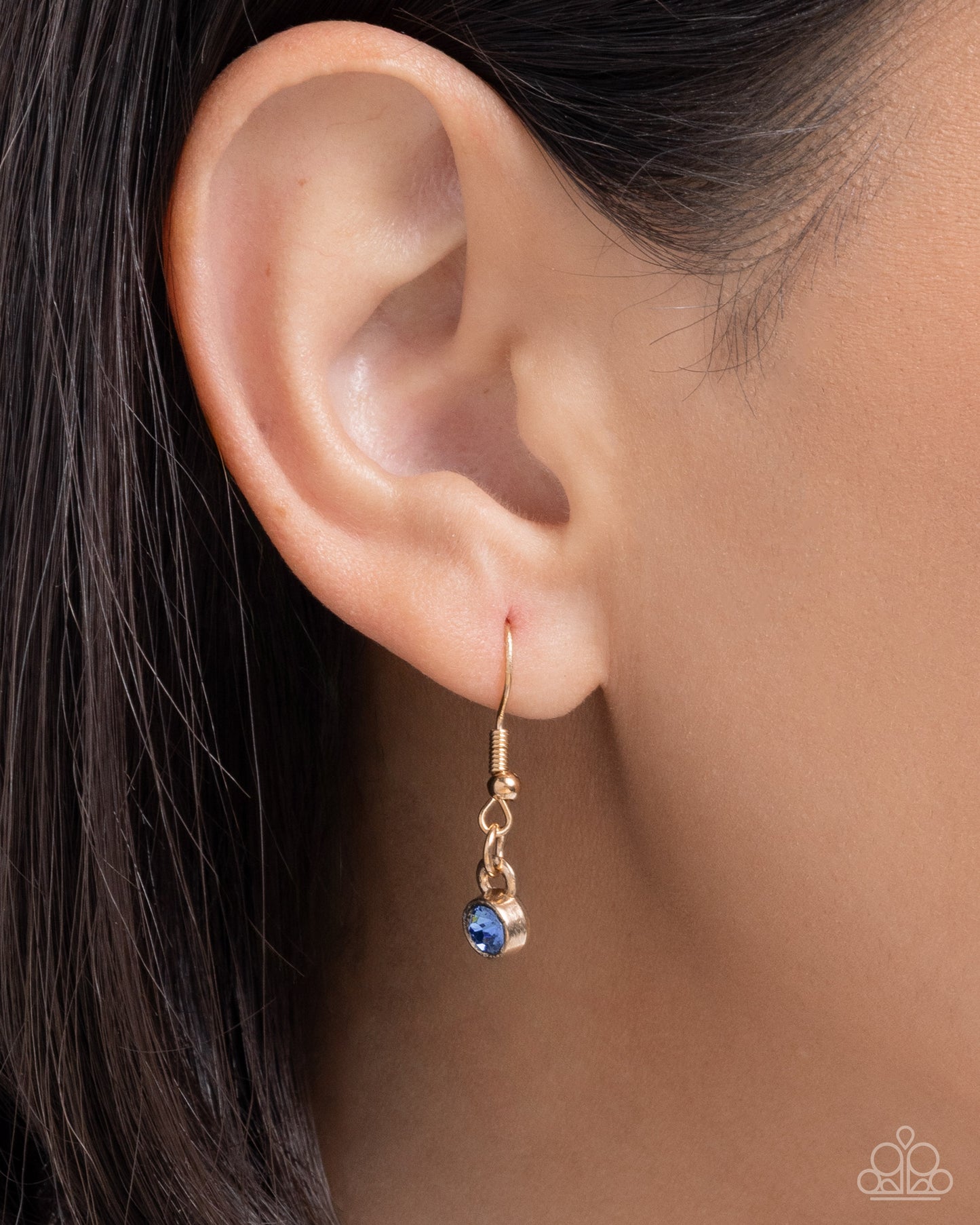 Paparazzi Flirtatious Framing - Blue Teardrop Gem Antiqued Gold Charm Style Necklace