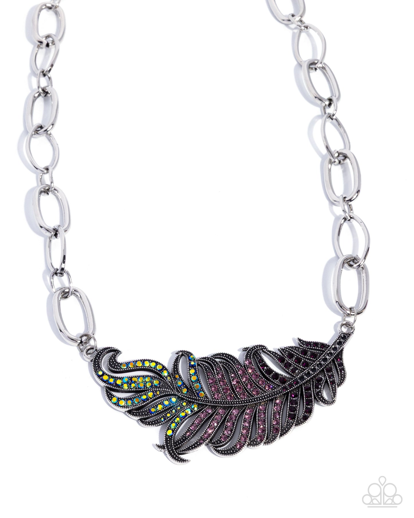 Paparazzi Popping Peacock - Purple Amethyst, Light Amethyst & Iridescent Rhinestone Peacock Feather Necklace N3787