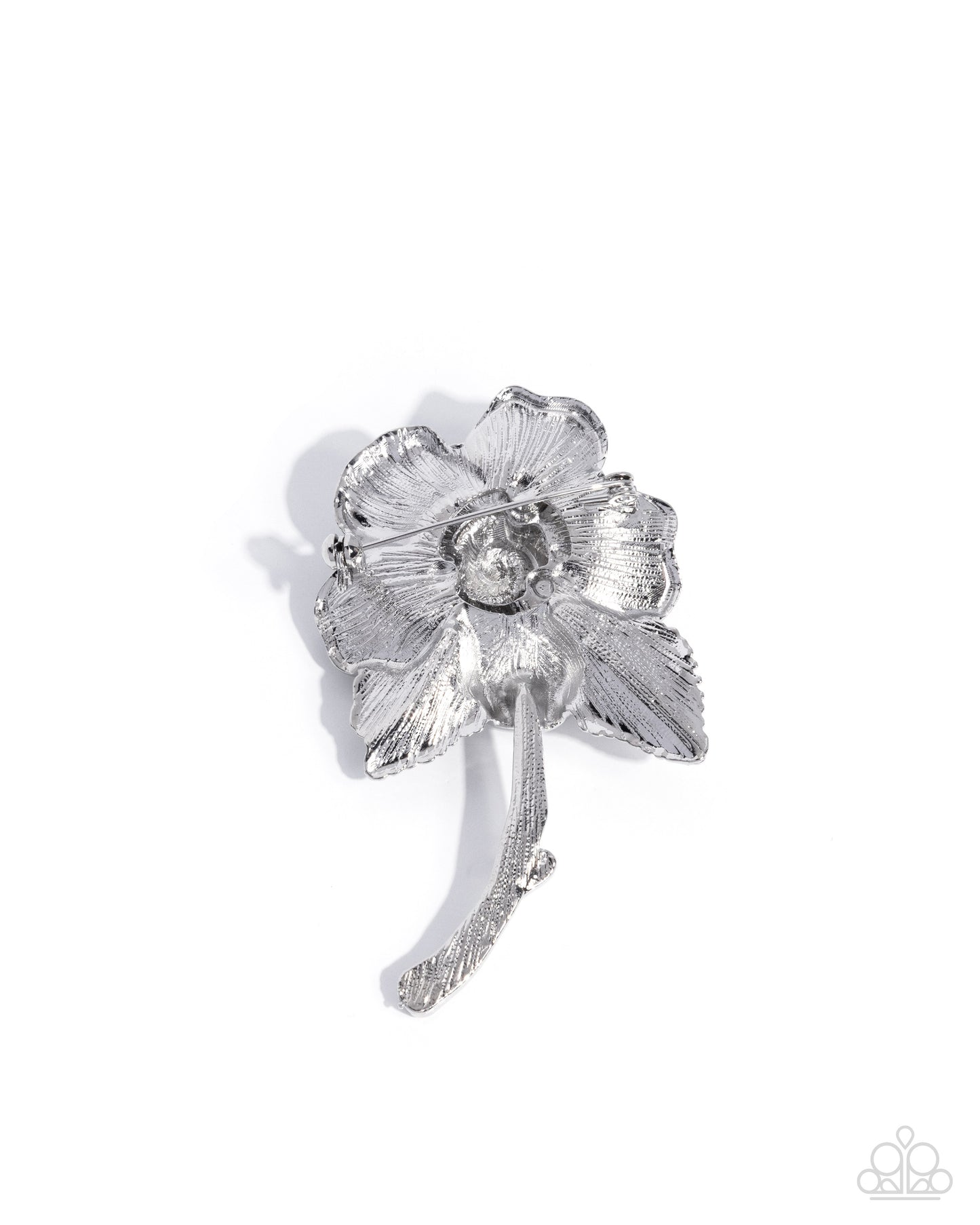 Refulgent Rose - Silver Rose Lapel Pin Brooch Paparazzi BR015