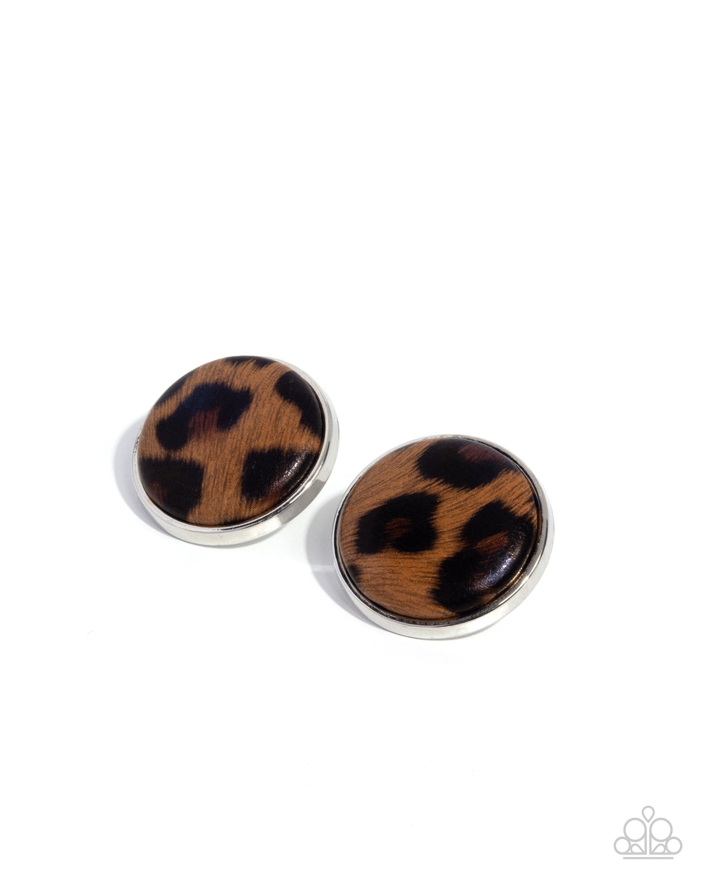 Paparazzi Cheetah Centerpiece - Brown & Black Cheetah Print Silver Post Earring E3225