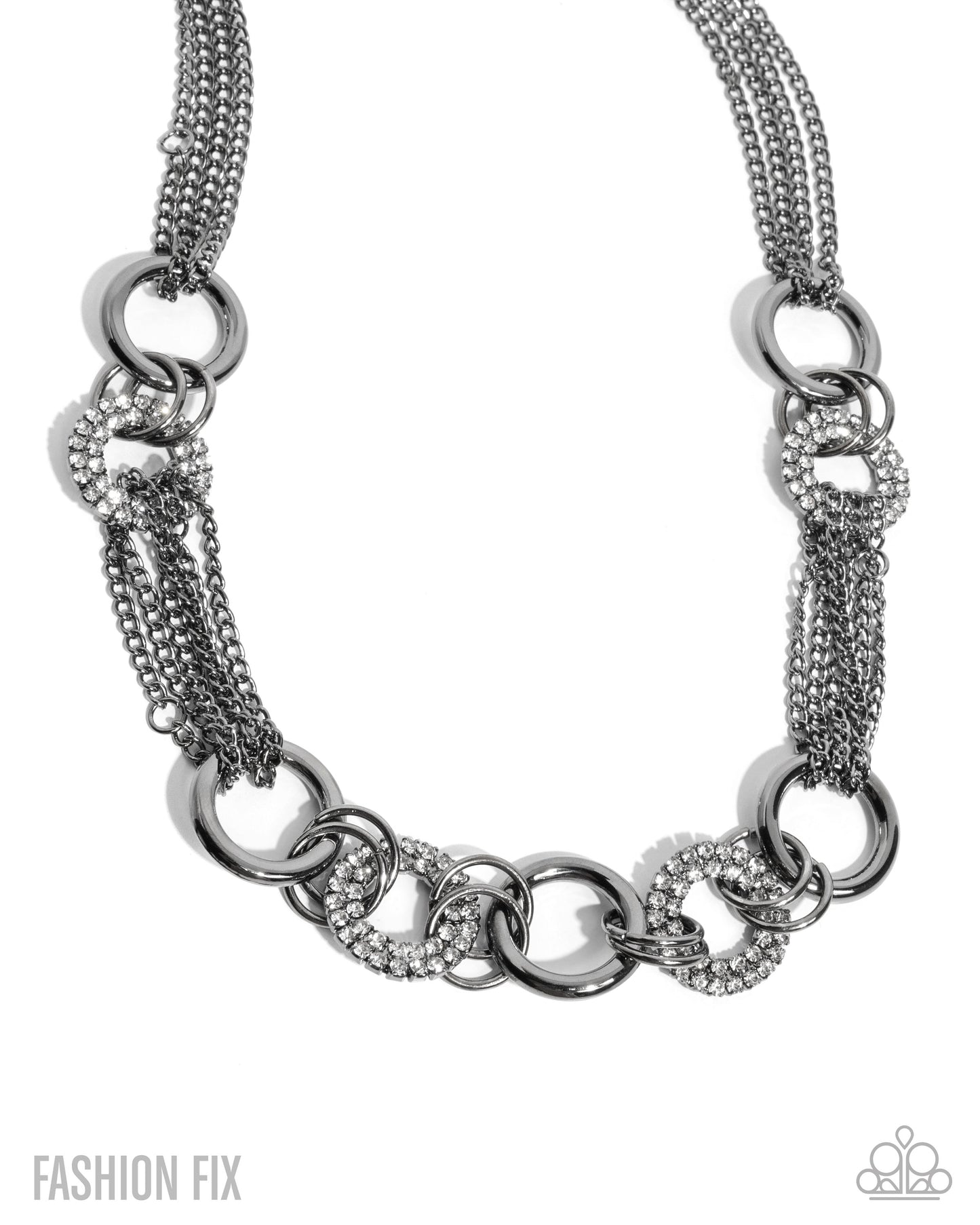 Paparazzi Defiant Dazzle - Black Gunmetal & White Rhinestone Necklace Magnificent Musings Fashion Fix December 2025 N3797