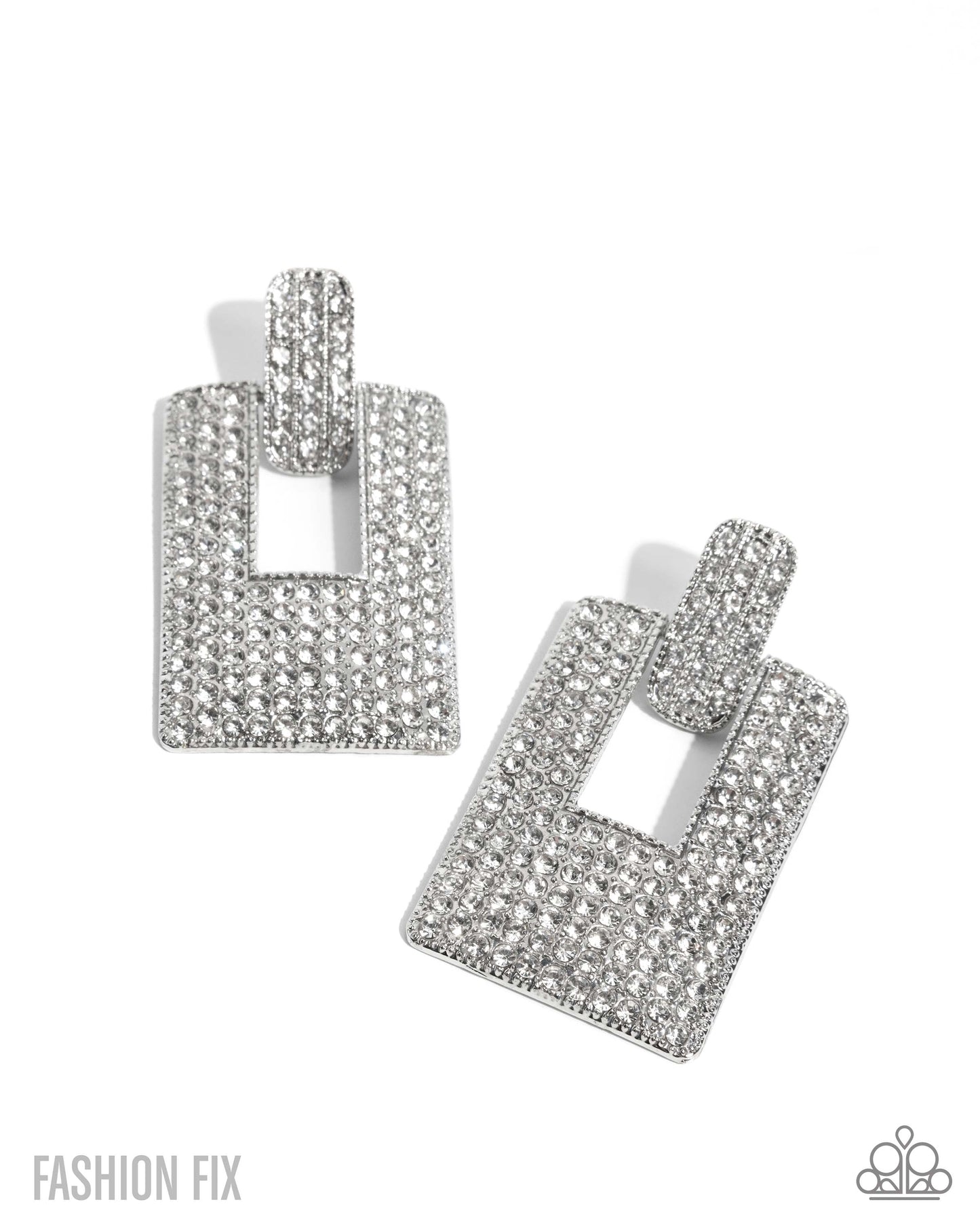 Sophisticated Stage - White Rhinestone Post Earring Fiercely 5th Avenue Fashion Fix October 2025 Paparazzi