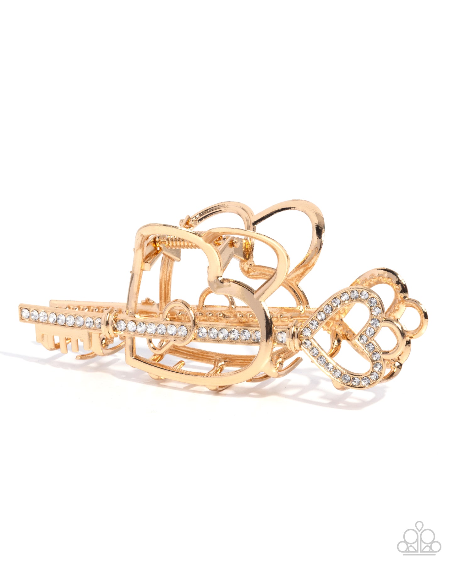 Paparazzi Lasting Lounge - Gold Heart Key & Padlock Hair Claw Clip H0261