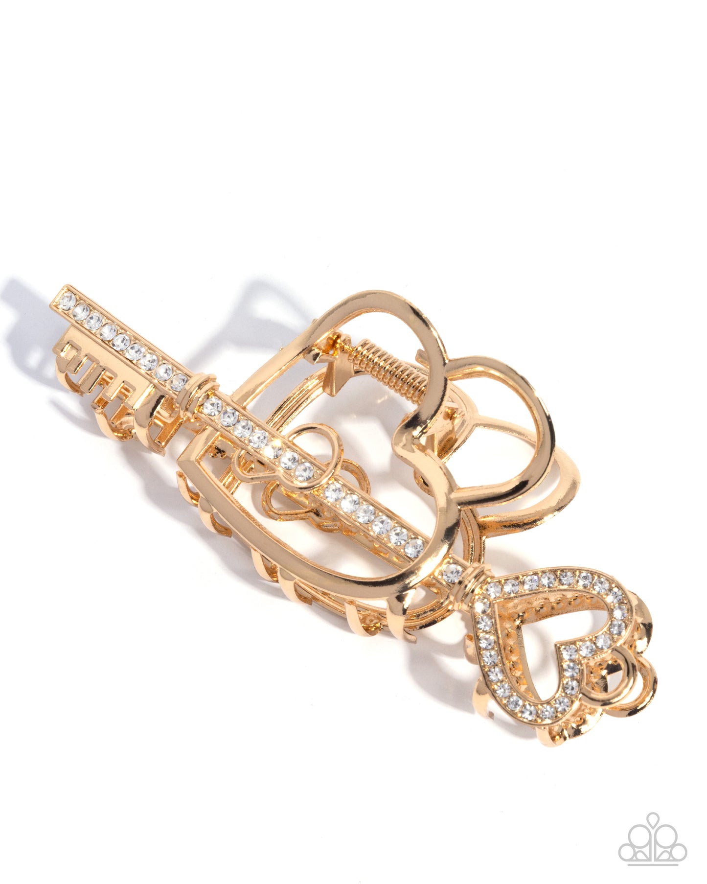 Paparazzi Lasting Lounge - Gold Heart Key & Padlock Hair Claw Clip H0261