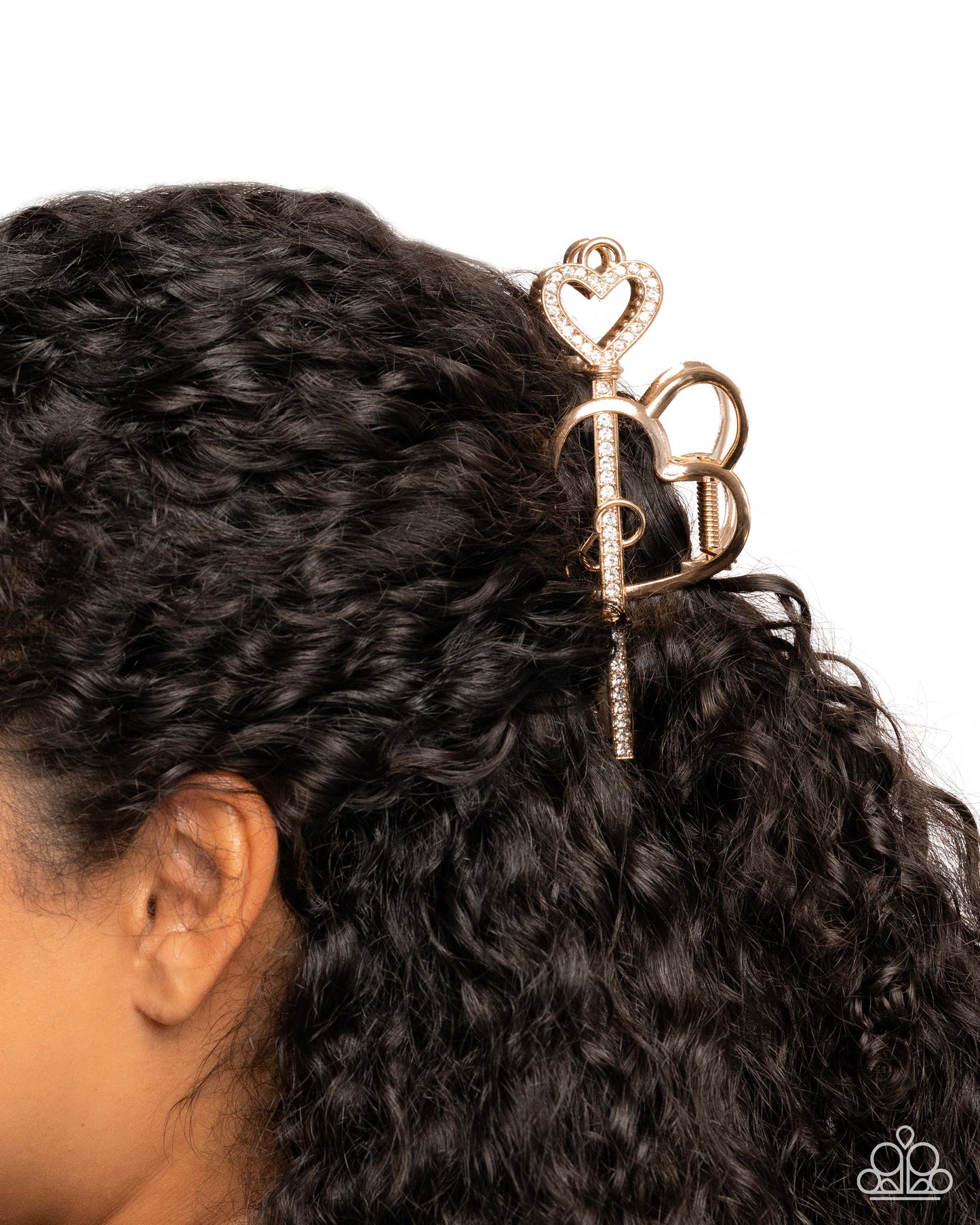 Paparazzi Lasting Lounge - Gold Heart Key & Padlock Hair Claw Clip H0261