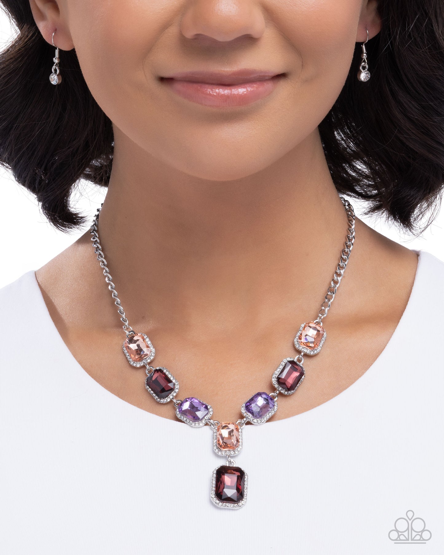 Paparazzi Chic Collision - Purple, Peach, Topaz Gem Necklace N2948