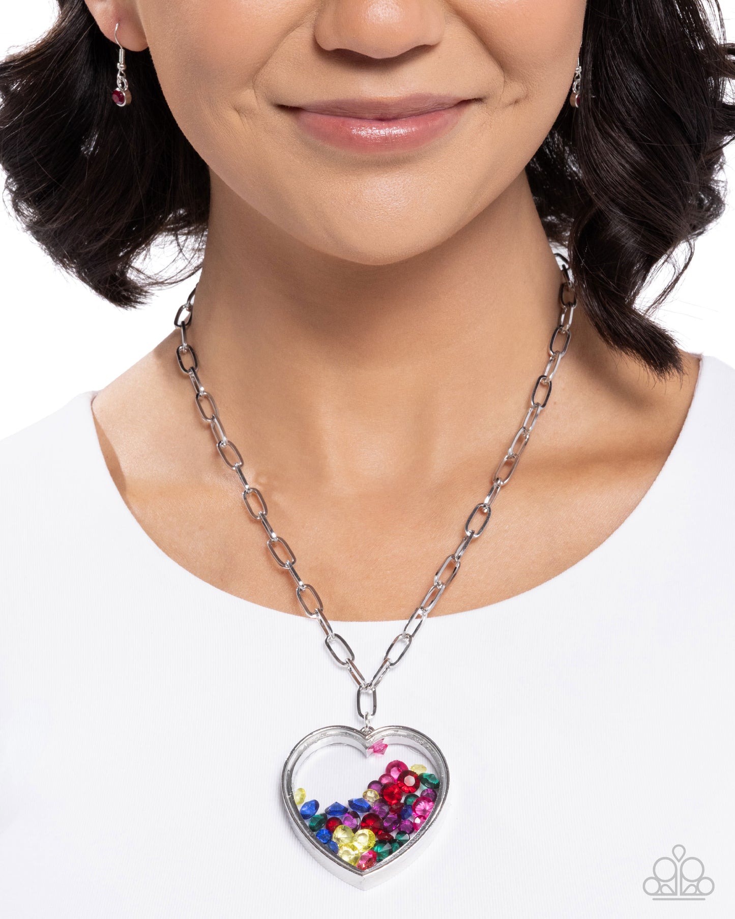 Paparazzi Cupid Collection - Multicolored Gem Heart Necklace N3894