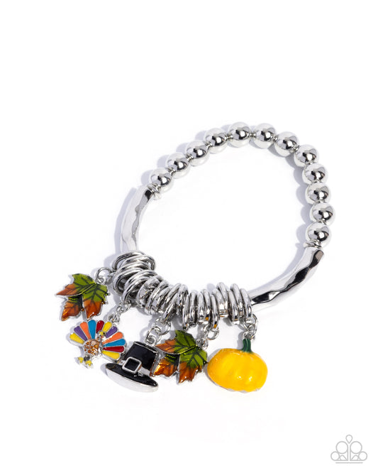 Paparazzi Celebratory Center - Multicolored Thanksgiving Charm Style Stretch Bracelet