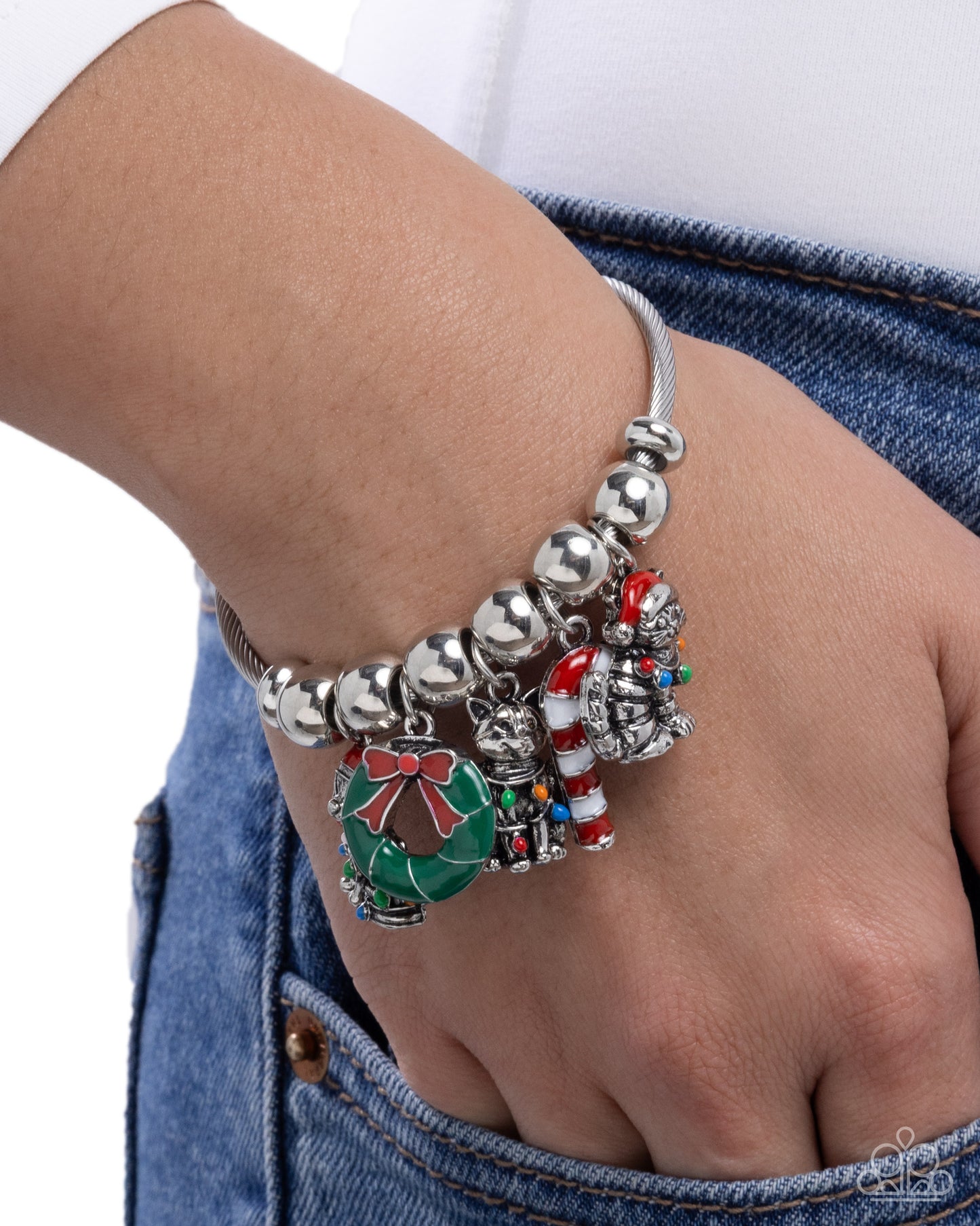 Paparazzi Christmas Creatures - Multicolored Painted Christmas Charm Style Bracelet