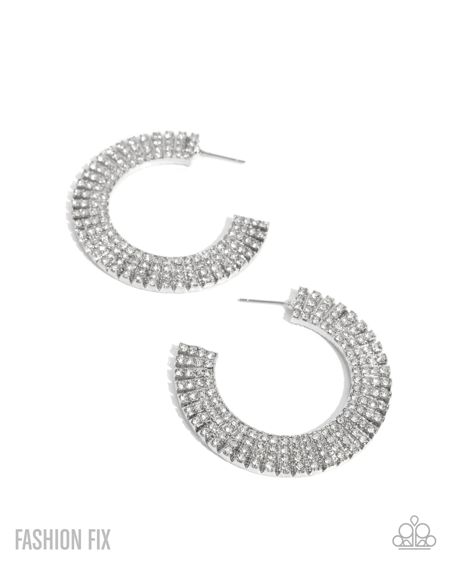 Paparazzi Audacious Allure - White Rhinestone 1 3/4 Inch Hoop Earring Magnificent Musings Trend Blend January 2025 E3305