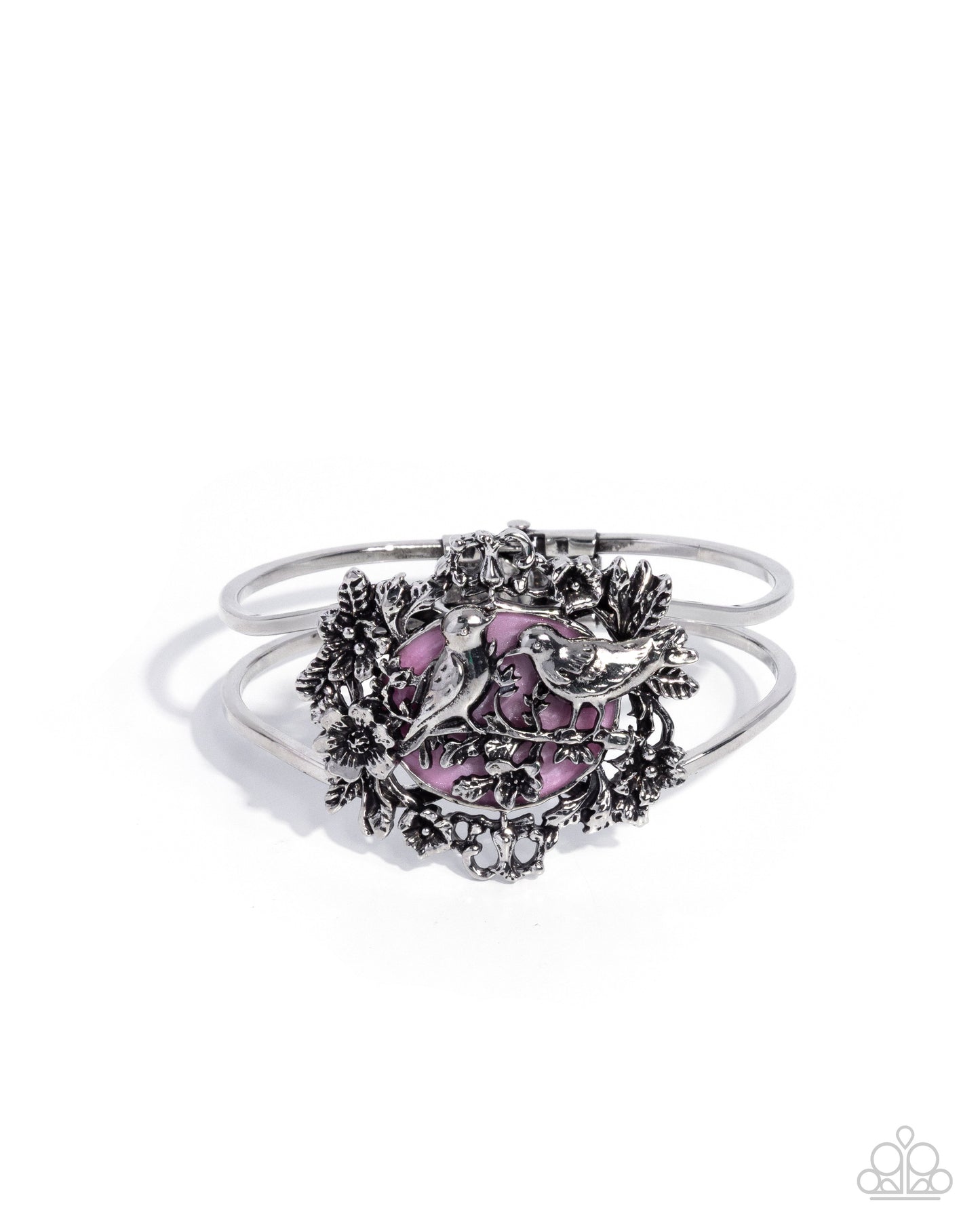 Paparazzi Springtime Sparrow - Pink & Silver Bird Cuff Bracelet B2683