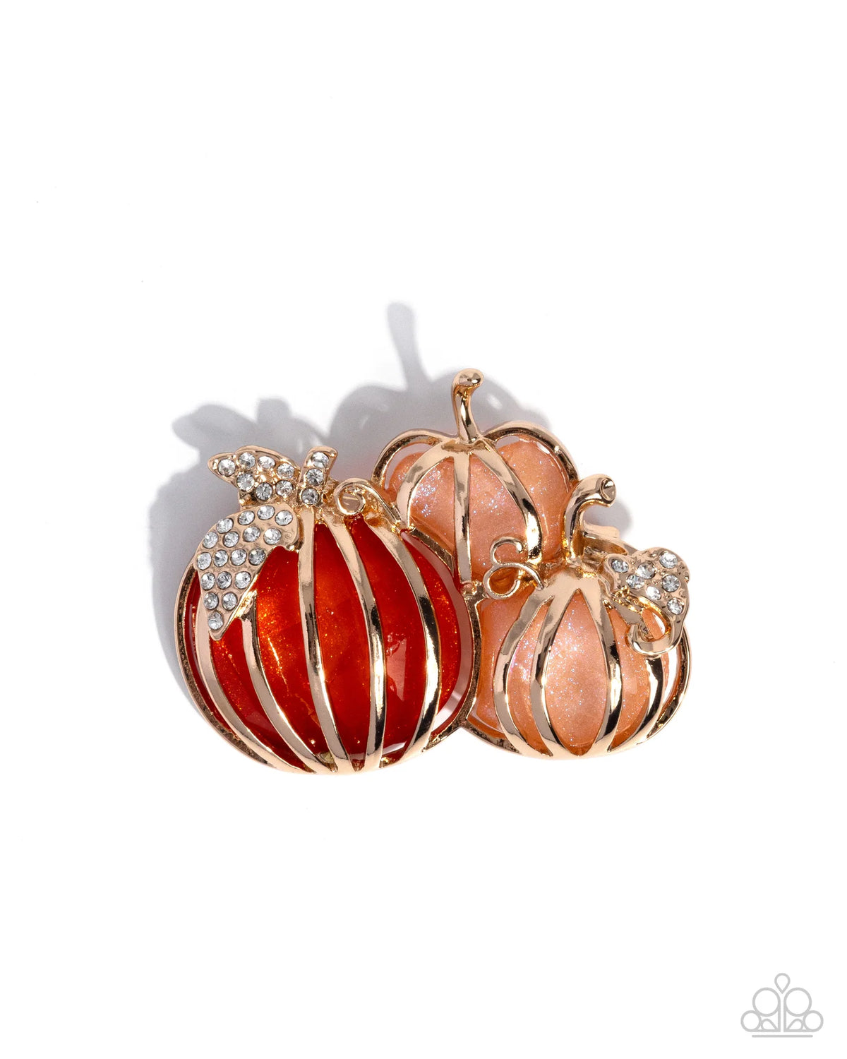 Paparazzi Pumpkin Pattern - Orange & Gold Fall Brooch BR021