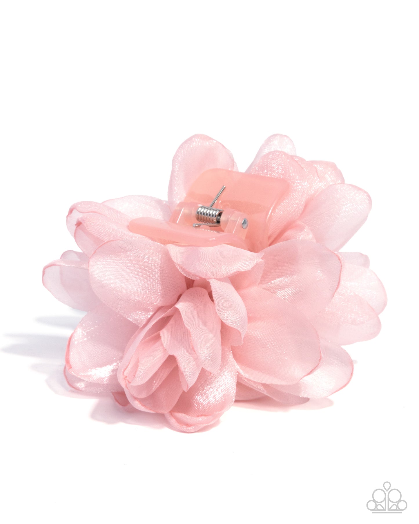 Paparazzi Budding Backdrop - Pink - Baby Pink Tulle Flower Hair Claw Cip H0268