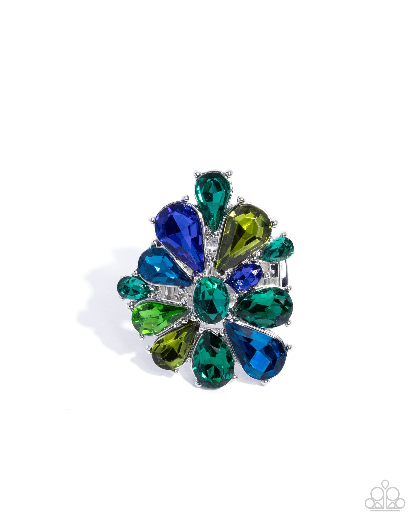 Paparazzi Free Facets - Green & Multicolored Gem Ring R1328