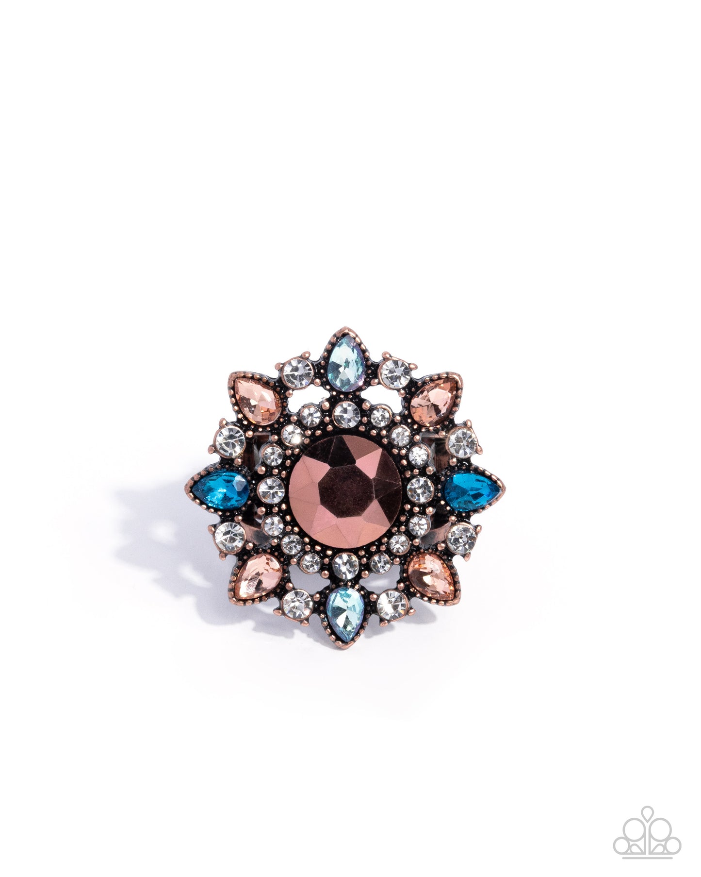 Paparazzi Glittery Gamble - Copper, Blue, Peach, Aurum Gem Ring R1319