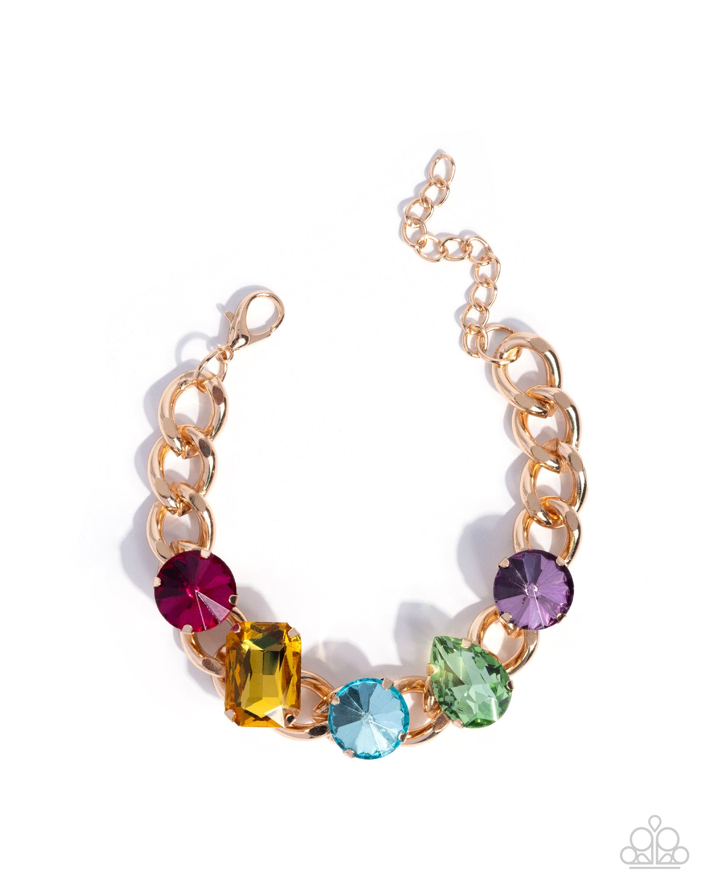 Paparazzi Muted Malibu - Multicolored Gem Gold Bracelet B2584