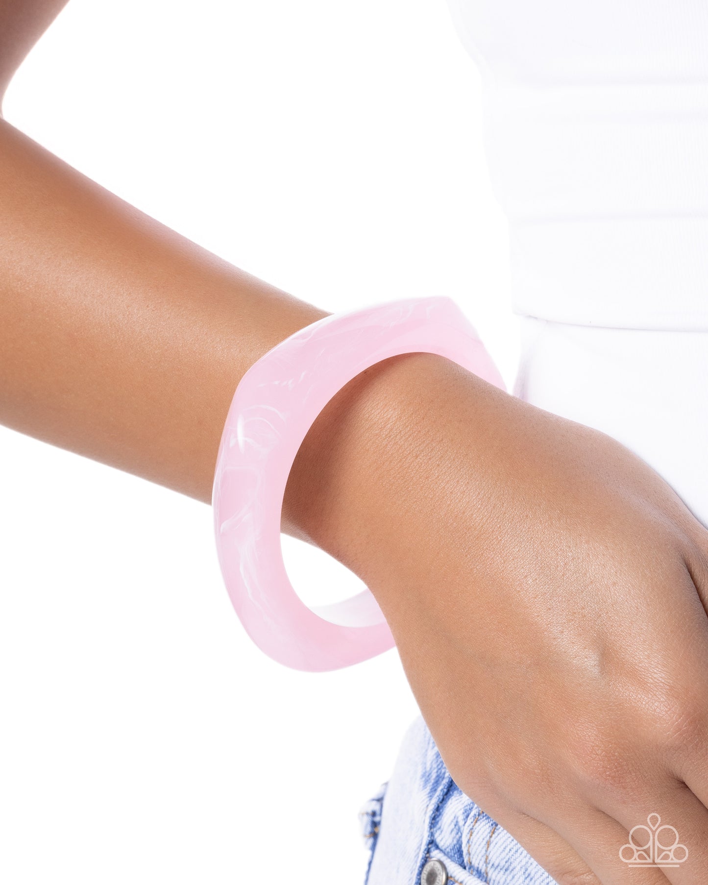 Paparazzi Marbled Mobility - Pink Swirled Acrylic Bangle Bracelet B2504