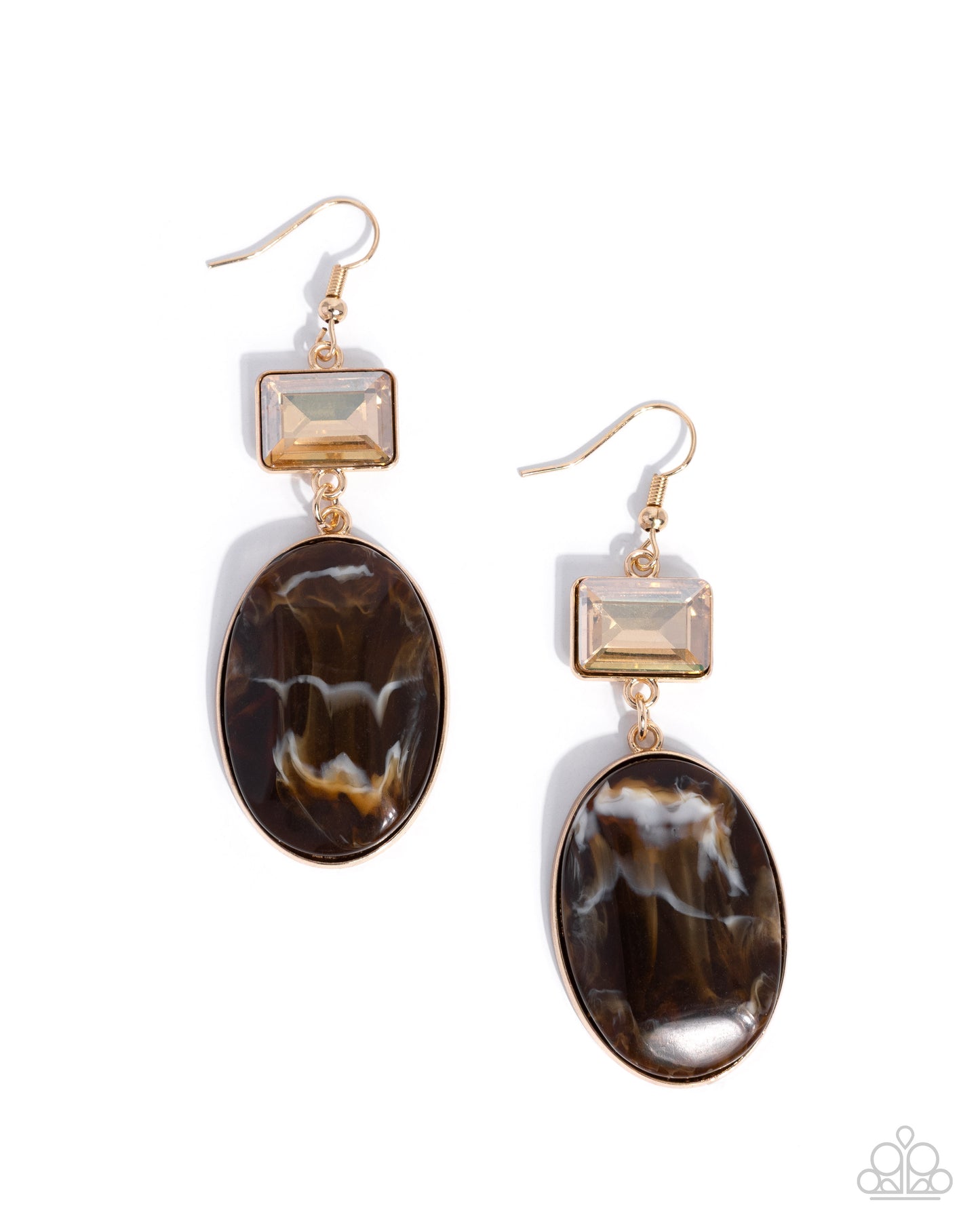 Paparazzi Saturated Swirls - Brown Topaz Gem & Brown Acrylic Earring E3358