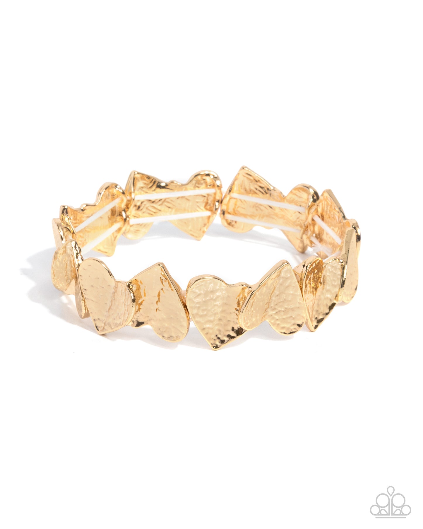 Paparazzi Swoon-Worthy Shimmer - Gold Hammered Heart Stretch Bracelet B2613