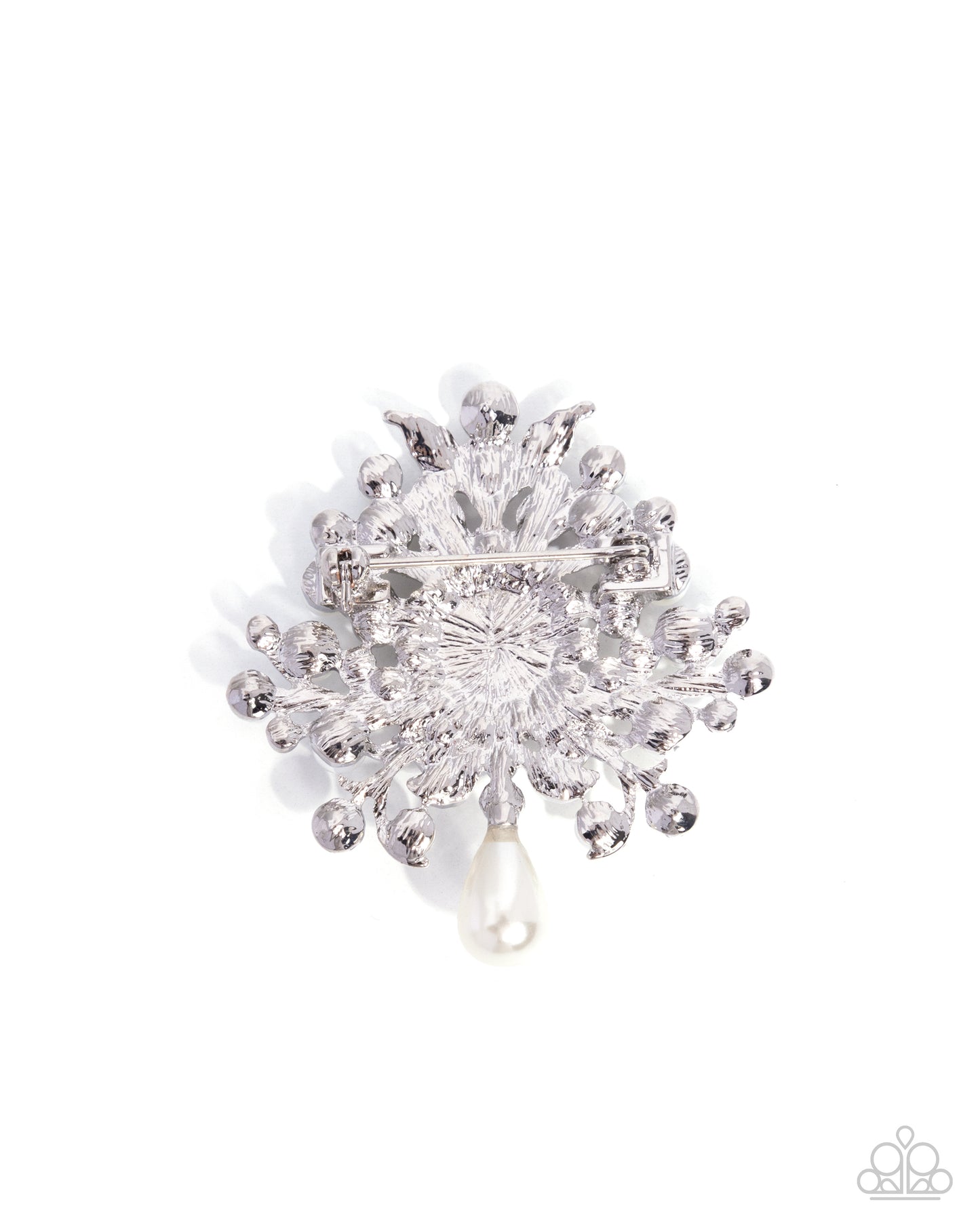 Paparazzi Perennial Polish - White Pearl & Rhinestone Lapel Pin Brooch BR037