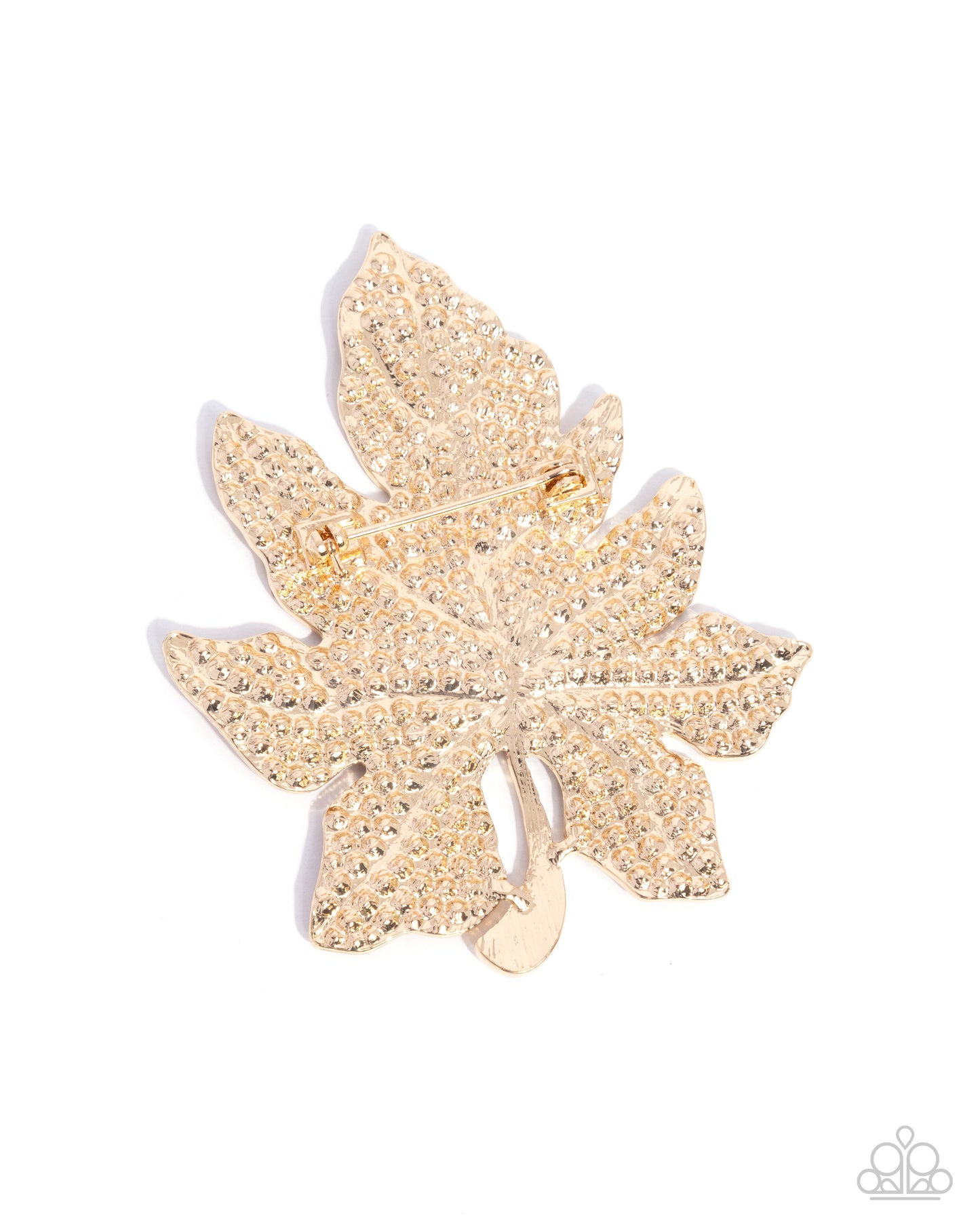 Paparazzi Autumnal Accent - Gold Tea, Topaz Rhinestone Leaf Fall Lapel Pin Brooch