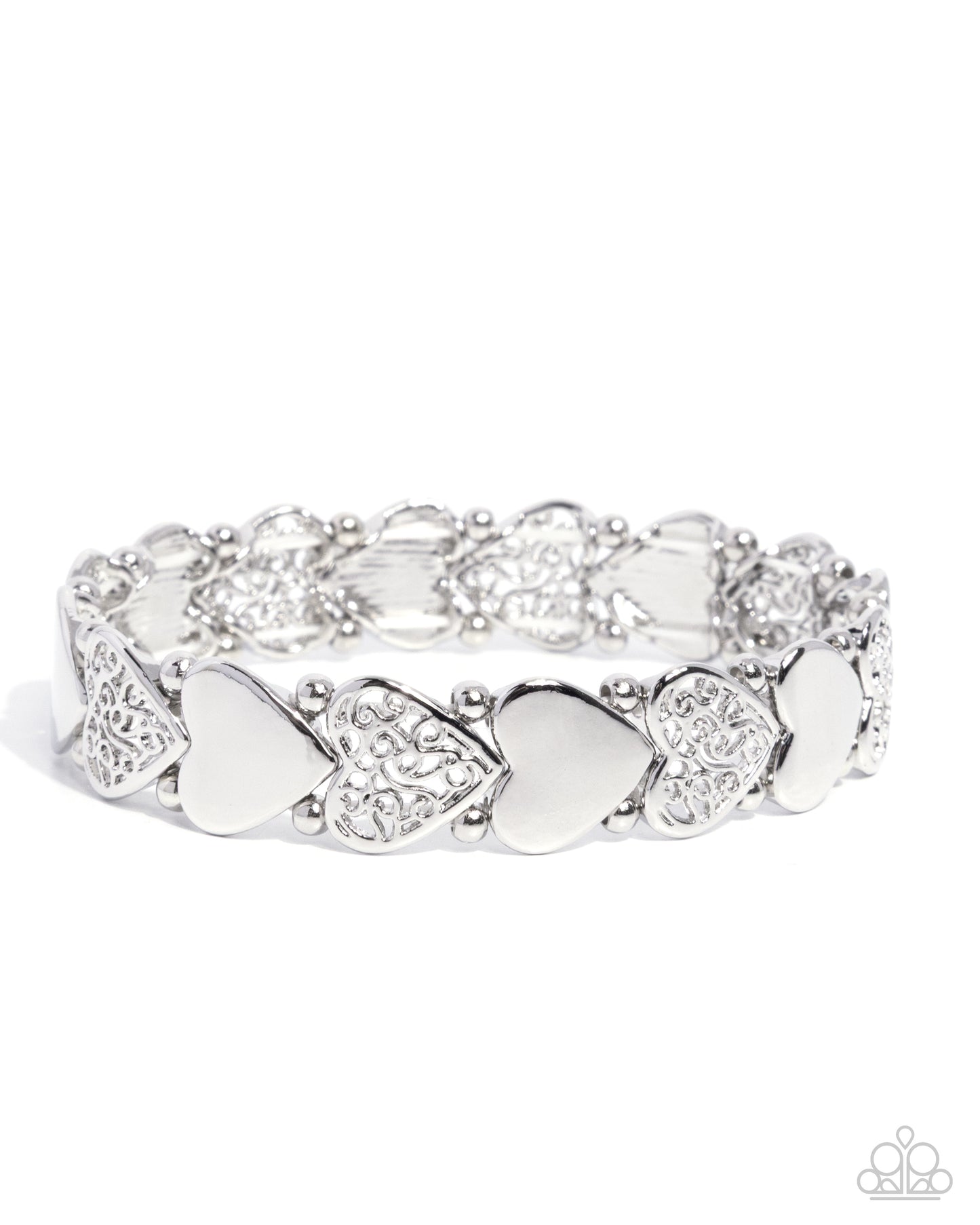 Paparazzi Handcrafted Heartthrob - Silver Heart Stretch Bracelet B2599