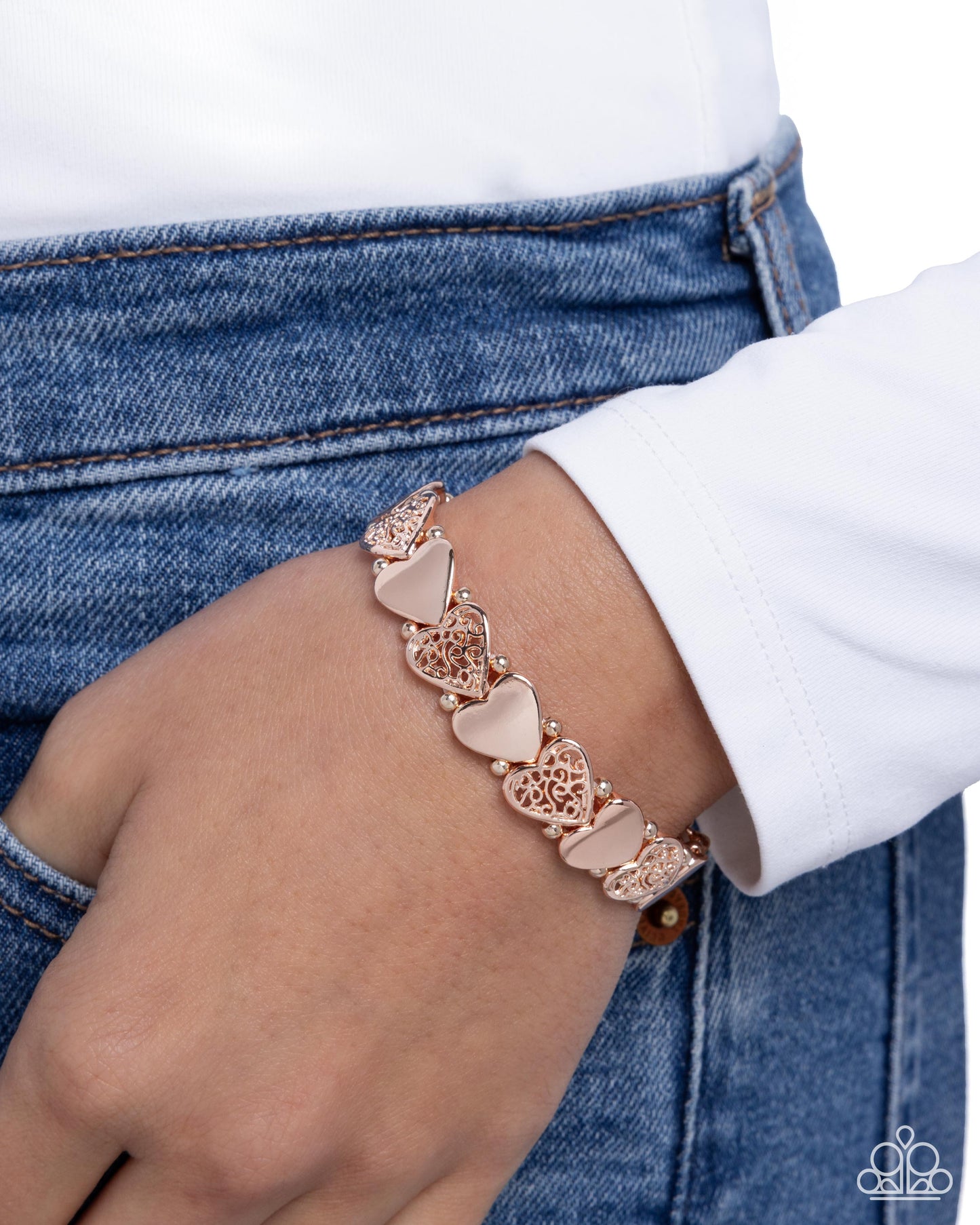Paparazzi Handcrafted Heartthrob - Rose Gold Heart Stretch Bracelet B2598