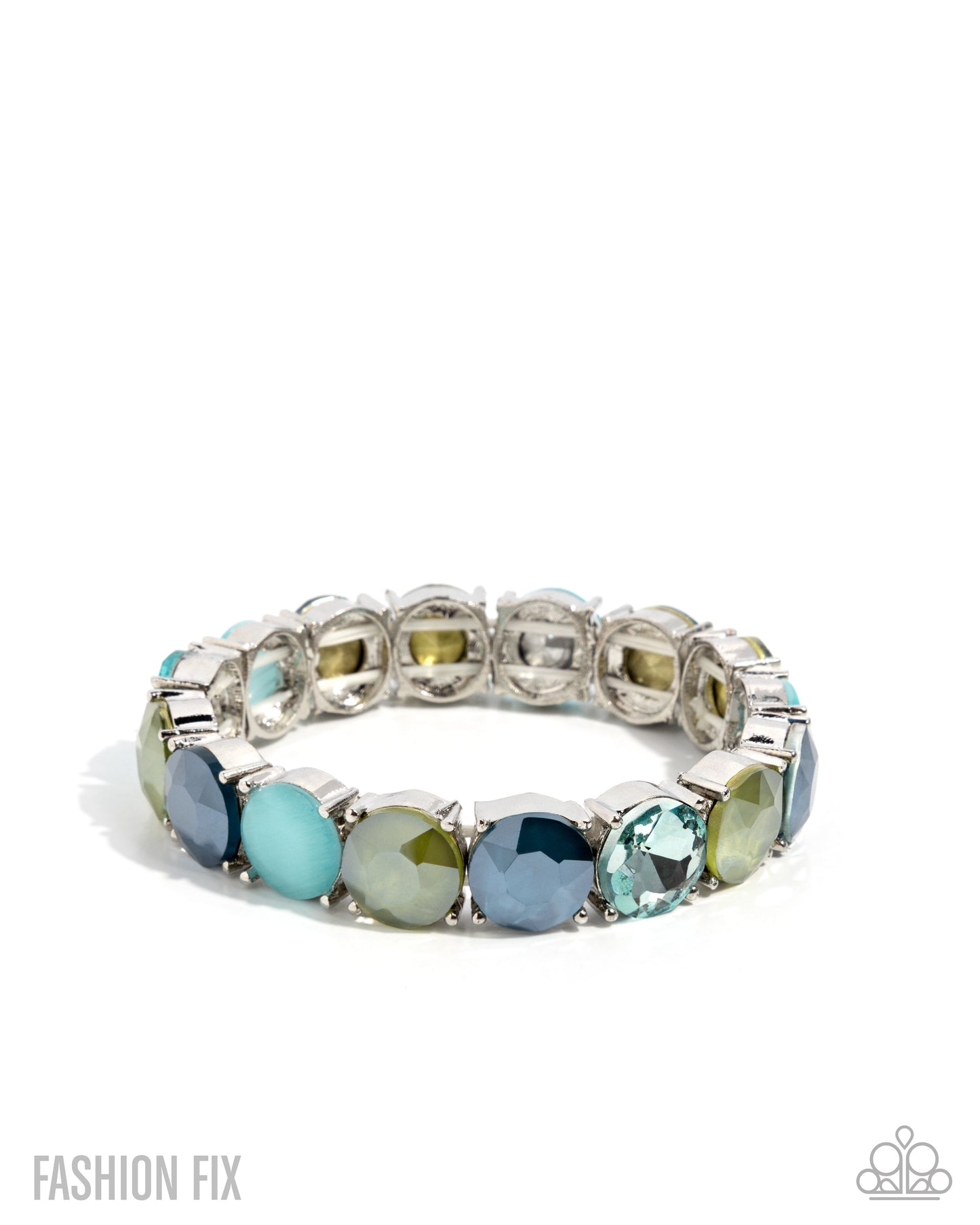 Paparazzi Cool, Calm, And Chic - Green, Blue Gem Stretch Bracelet Glimpses Of Malibu Fashion Fix February 2026