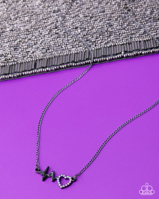 Paparazzi HEARTBEAT Street - Purple Iridescent Rhinestone Heart Charm Necklace Life Of The Party Pink Diamond Encore
