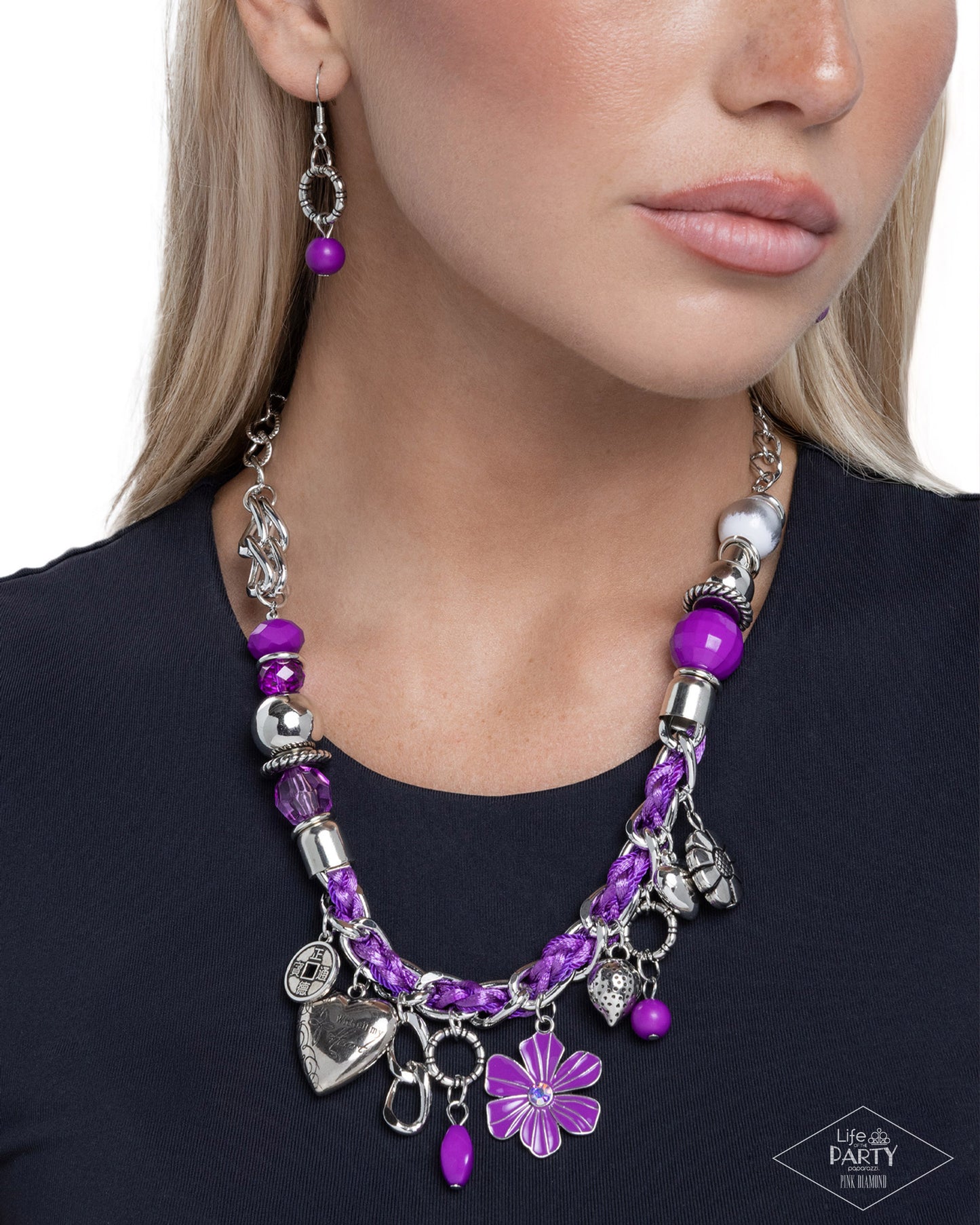 Paparazzi Charmed, I Am Sure - Purple Light & Dark Purple Cording Charm Style Luke 10:27 Necklace