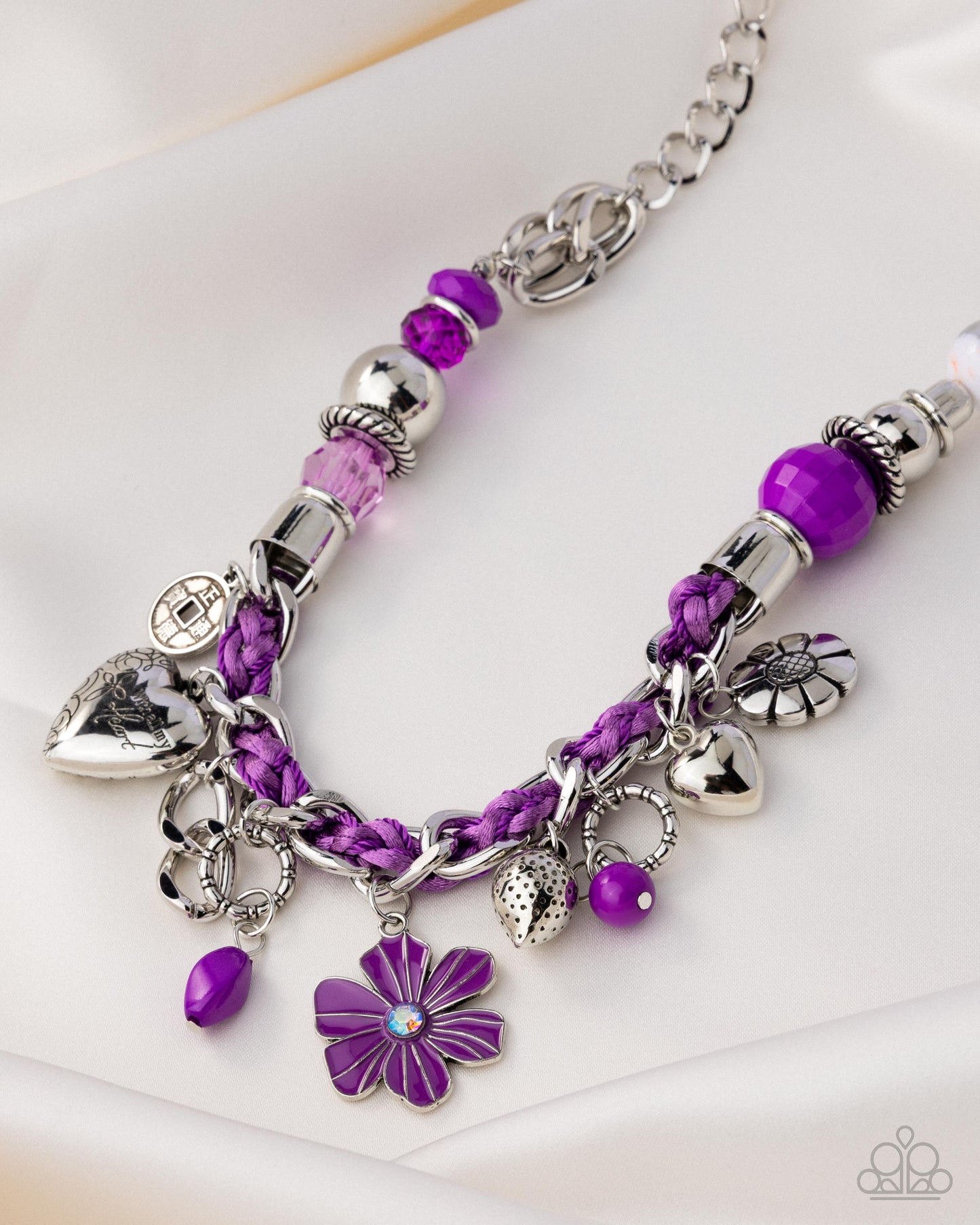 Paparazzi Charmed, I Am Sure - Purple Light & Dark Purple Cording Charm Style Luke 10:27 Necklace