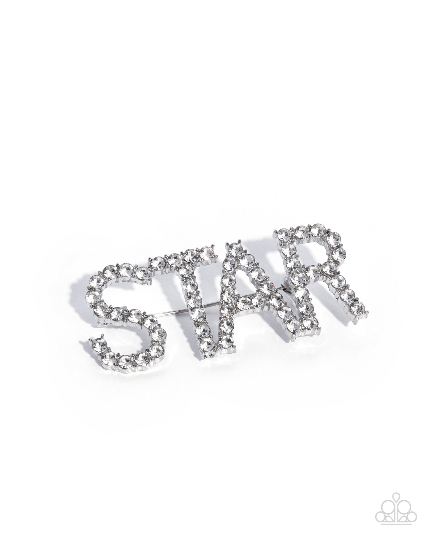 Paparazzi Superstar Sum - White Rhinestone "STAR" Lapel Pin Brooch