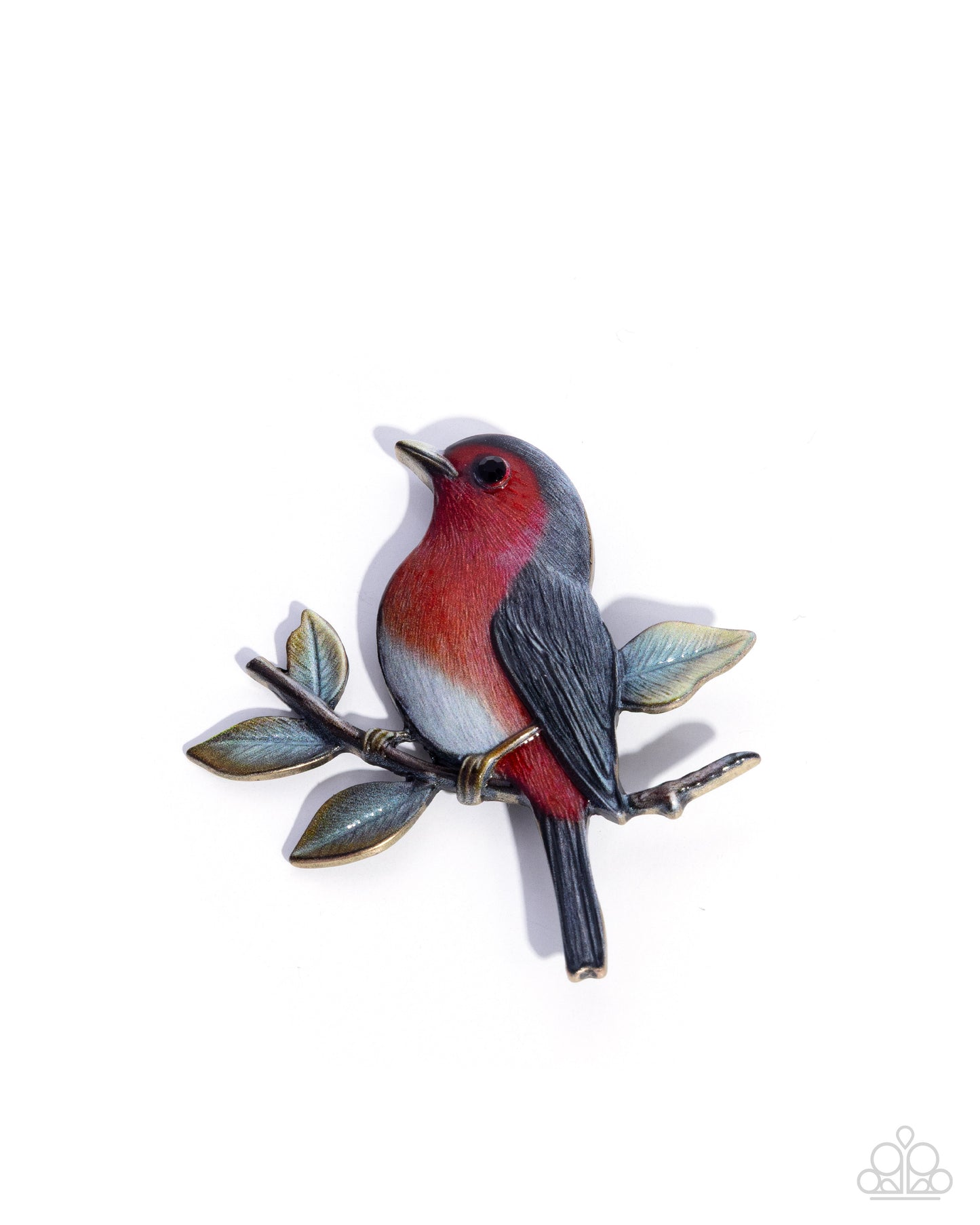 Paparazzi Soothing Sparrow - Multicolored Red Sparrow Lapel Pin Brooch BR029