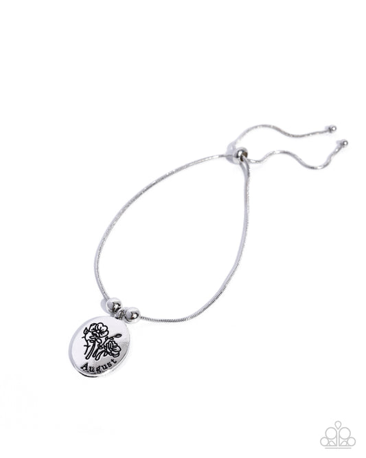 Paparazzi Personalized Bouquet - August - Silver Birth Month Poppy Flower Birthday Bracelet