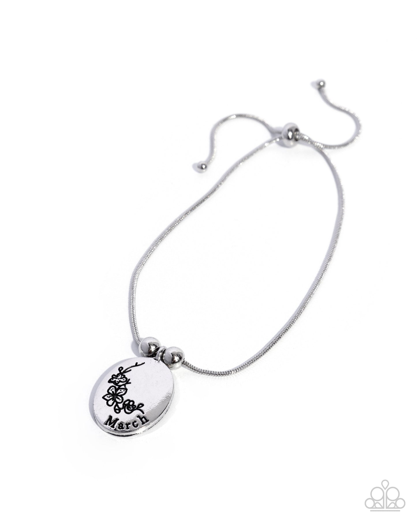 Paparazzi Personalized Bouquet - March - Silver Birth Month Flower Daffodil Sliding Bead Closure Bracelet B2624