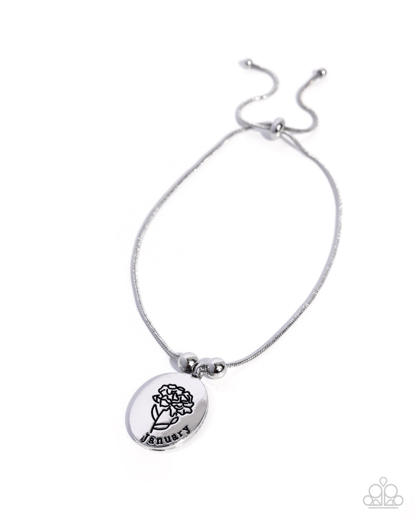 Paparazzi Personalized Bouquet - January - Carnation Silver Birth Month Sliding Bead Closure Bracelet B2525