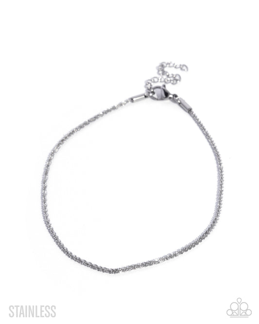 Paparazzi Sensational Strength - Silver Stainless Steel Coiled Chain Anklet B2749