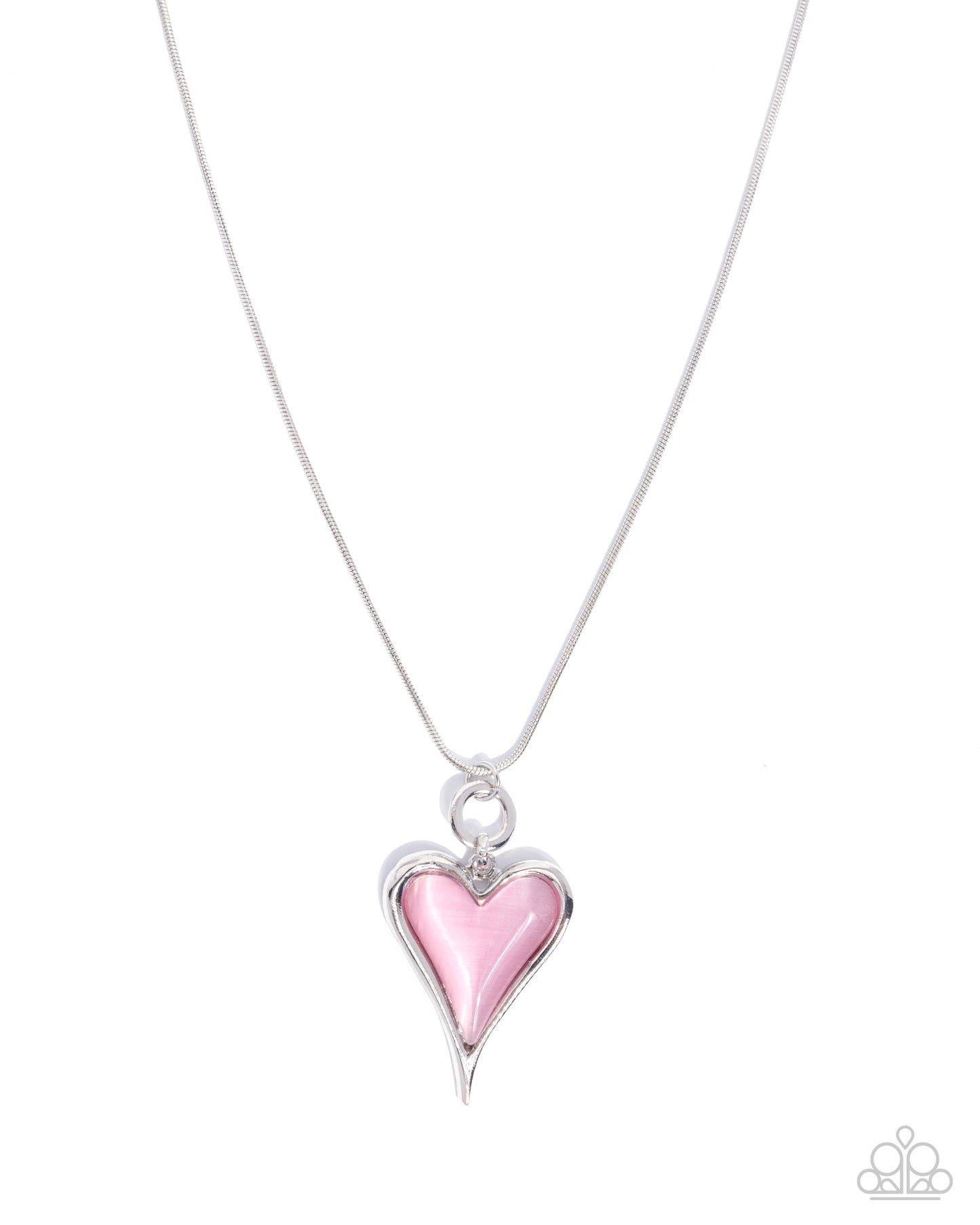Paparazzi Romantic Renewal - Pink Cat's Eye Heart Necklace N3867