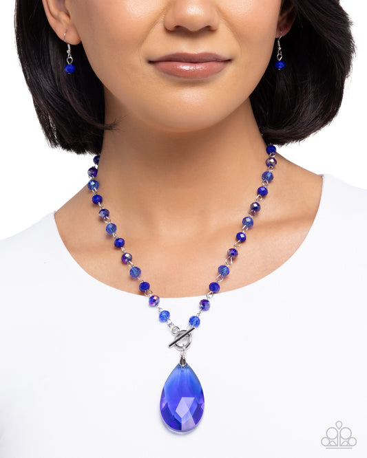 Paparazzi Teardrop Tale - Blue Oversized Teardrop Gem Necklace